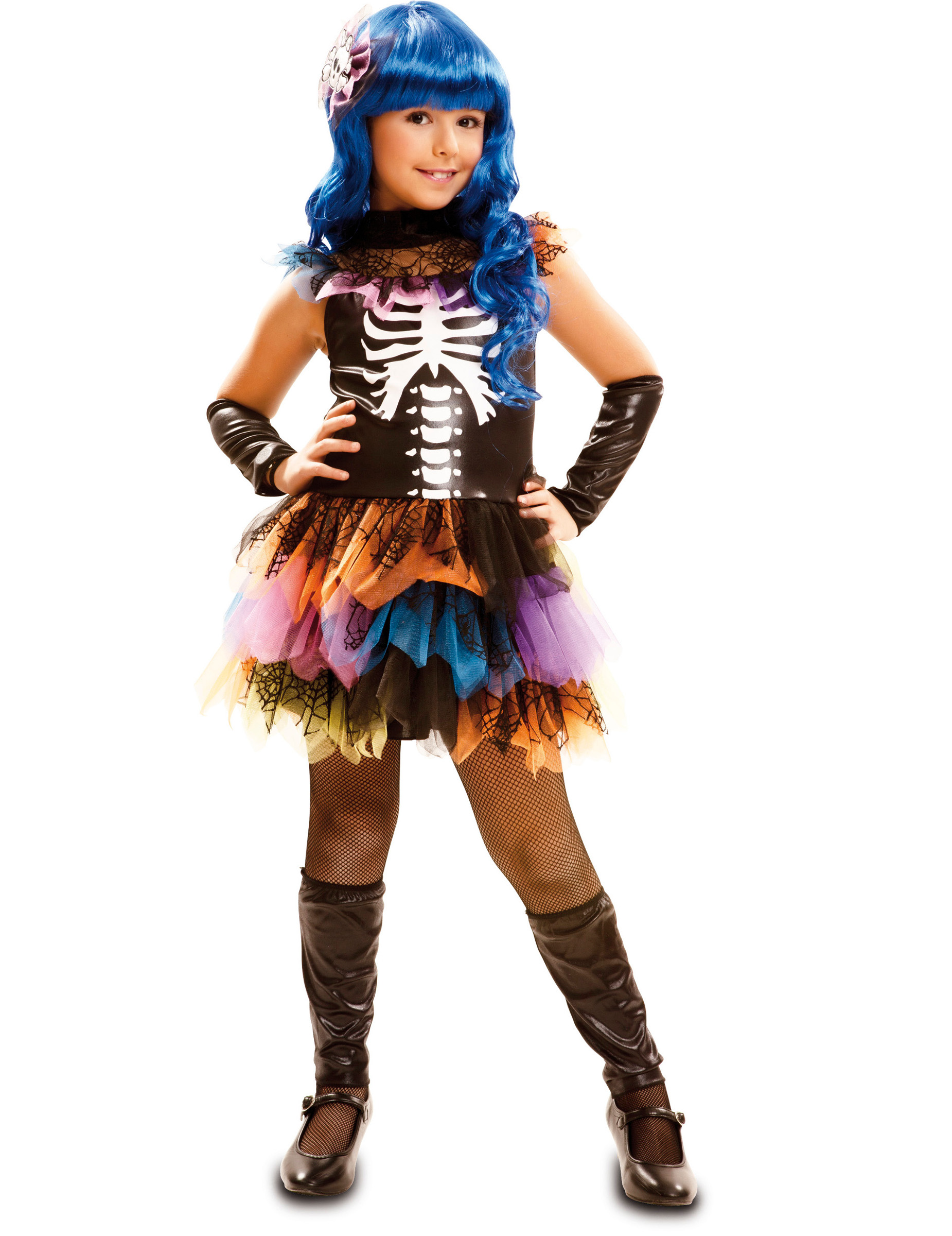 Déguisement squelette arc-en-ciel fille Halloween