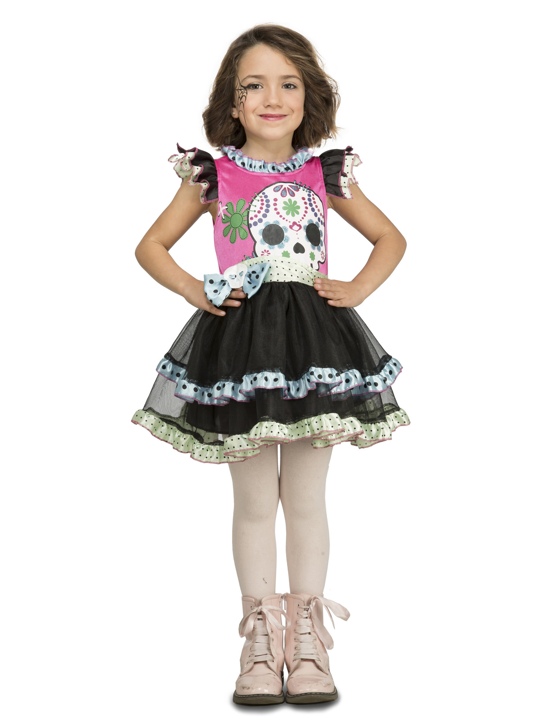 Déguisement petite tête de mort fille Dia de los muertos