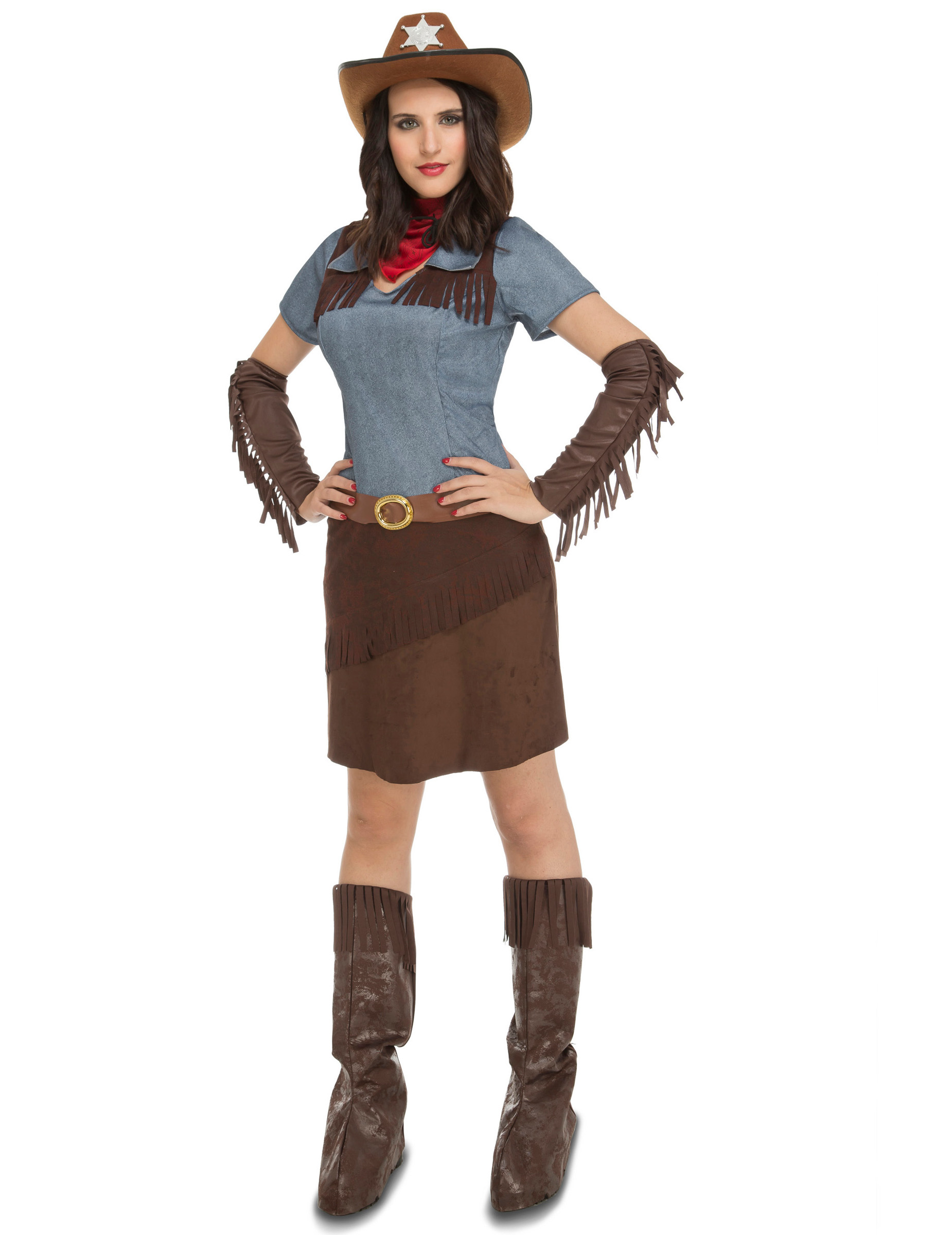 Déguisement cowgirl marron à franges femme