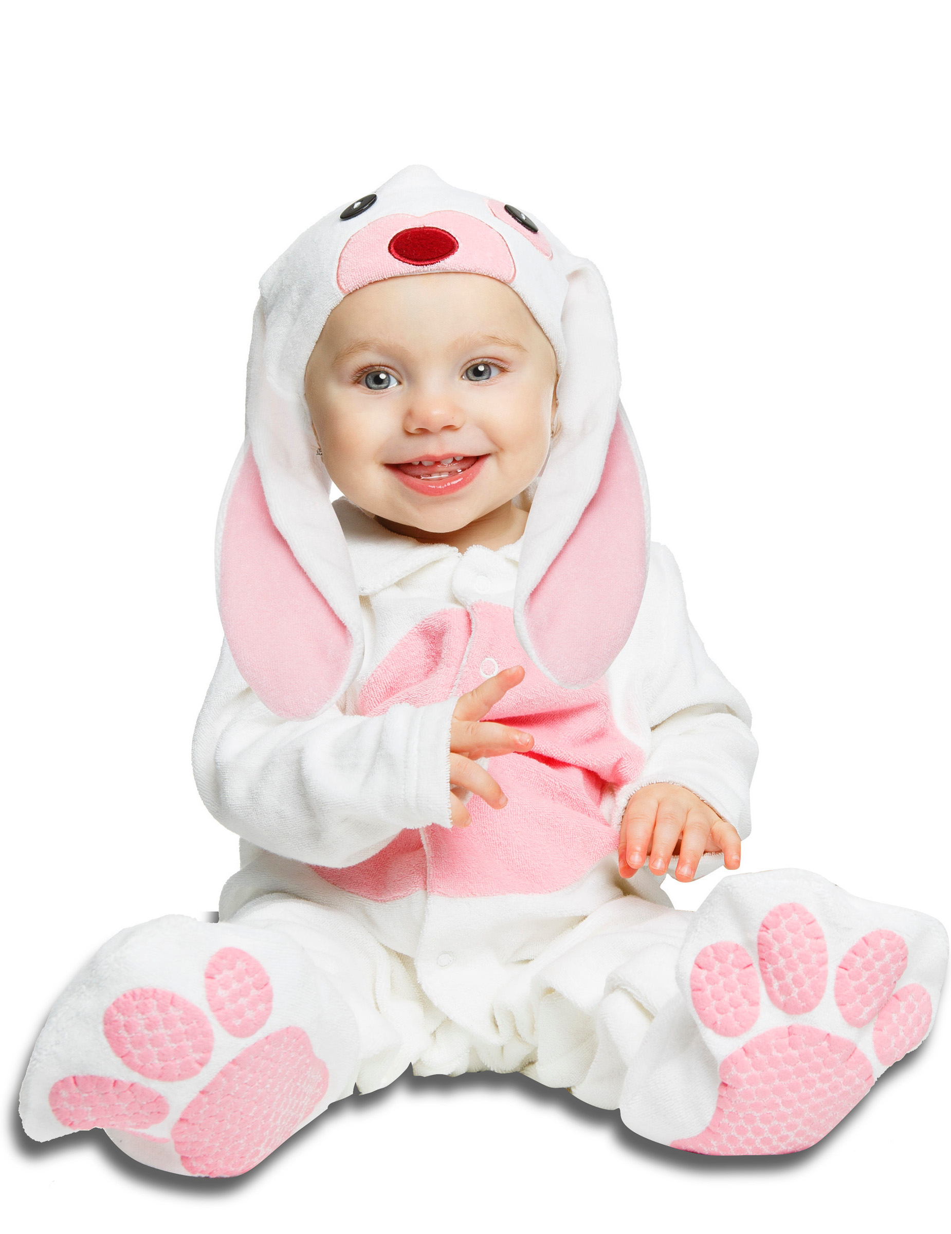 Déguisement petit lapin rose avec sucette luxe bébé
