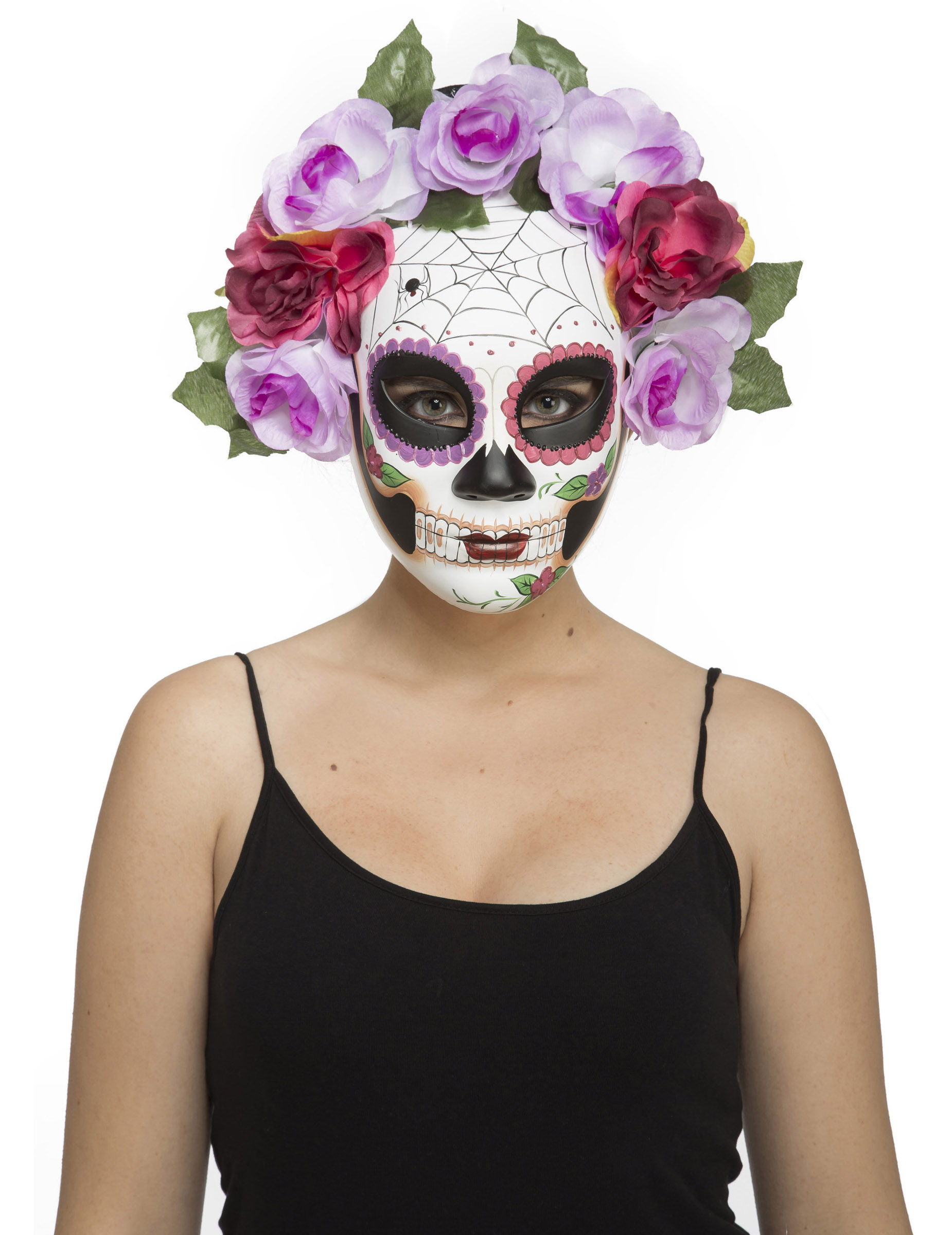 Demi masque squelette pastel adulte Dia de los muertos