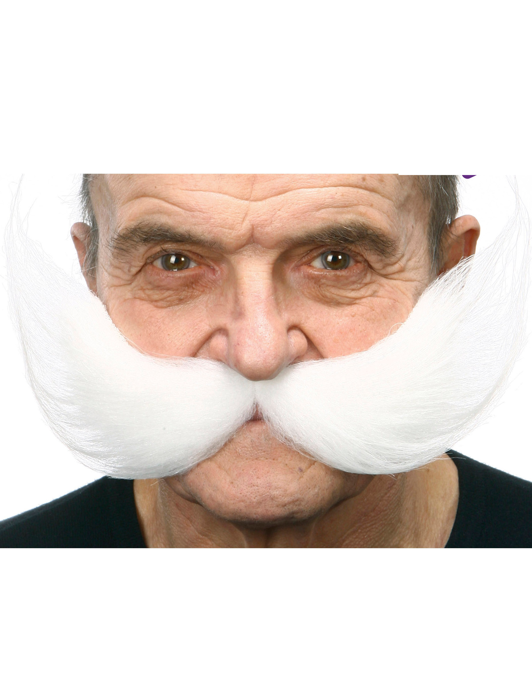 Moustache large blanche adulte