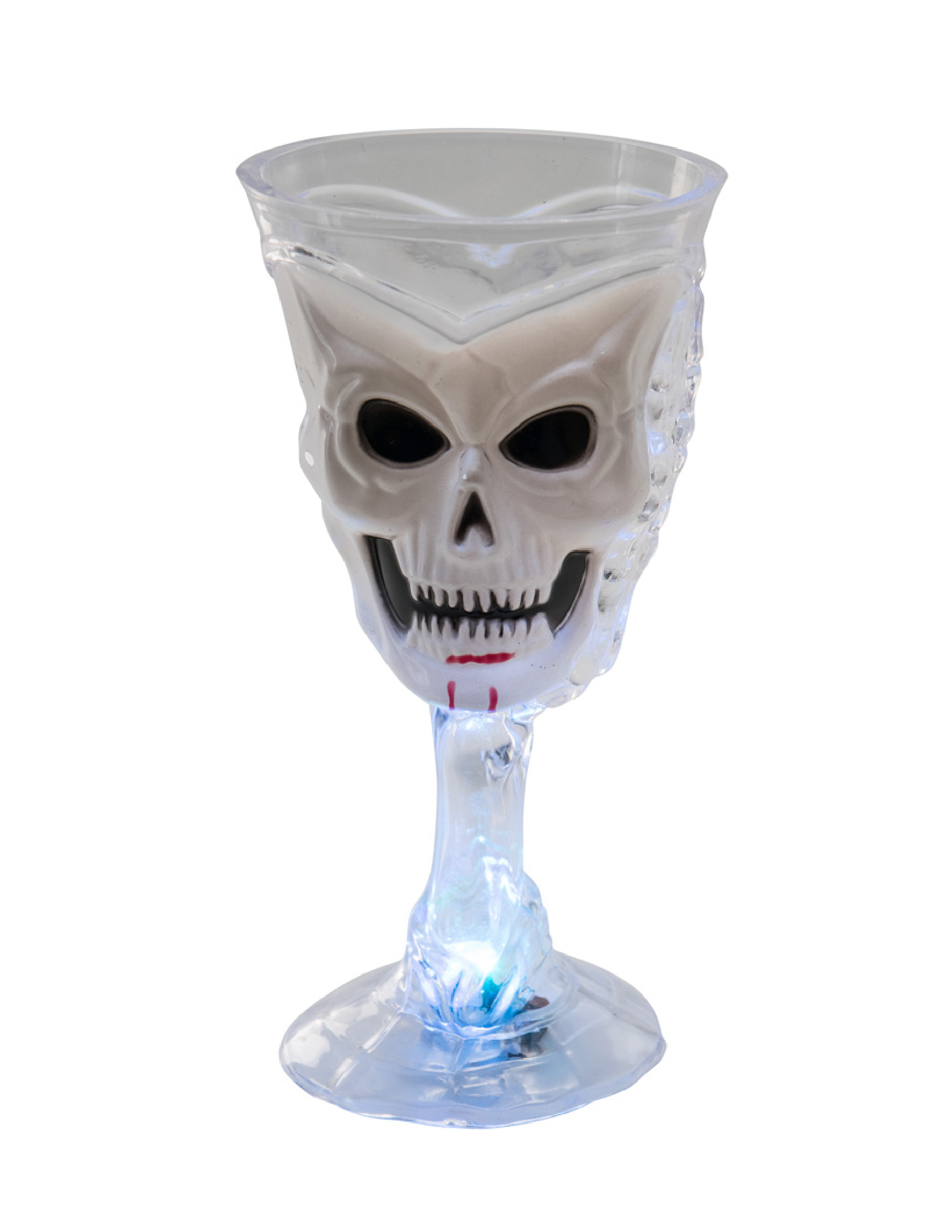 Verre lumineux blanc tête de mort Halloween