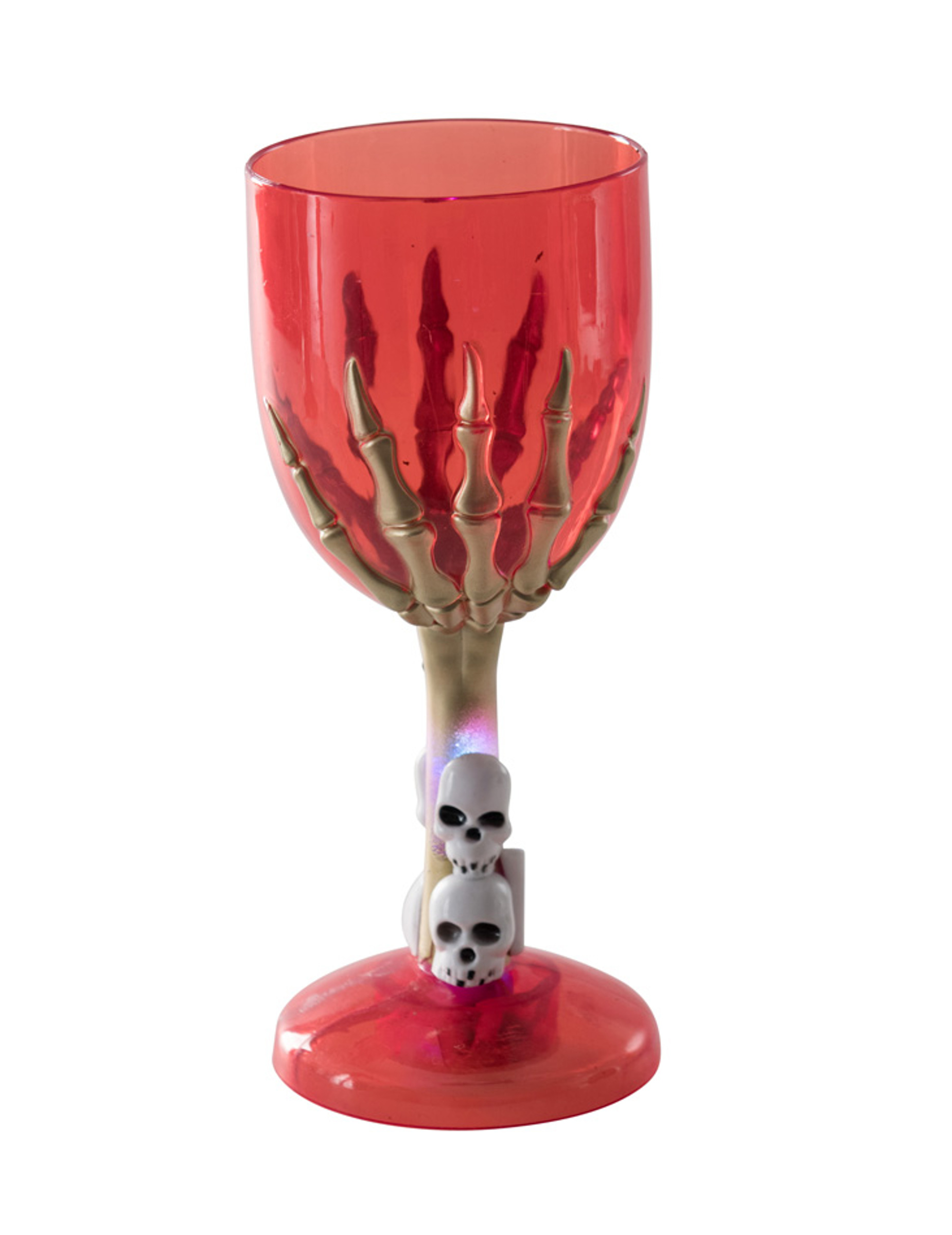Verre lumineux rouge main squelette Halloween