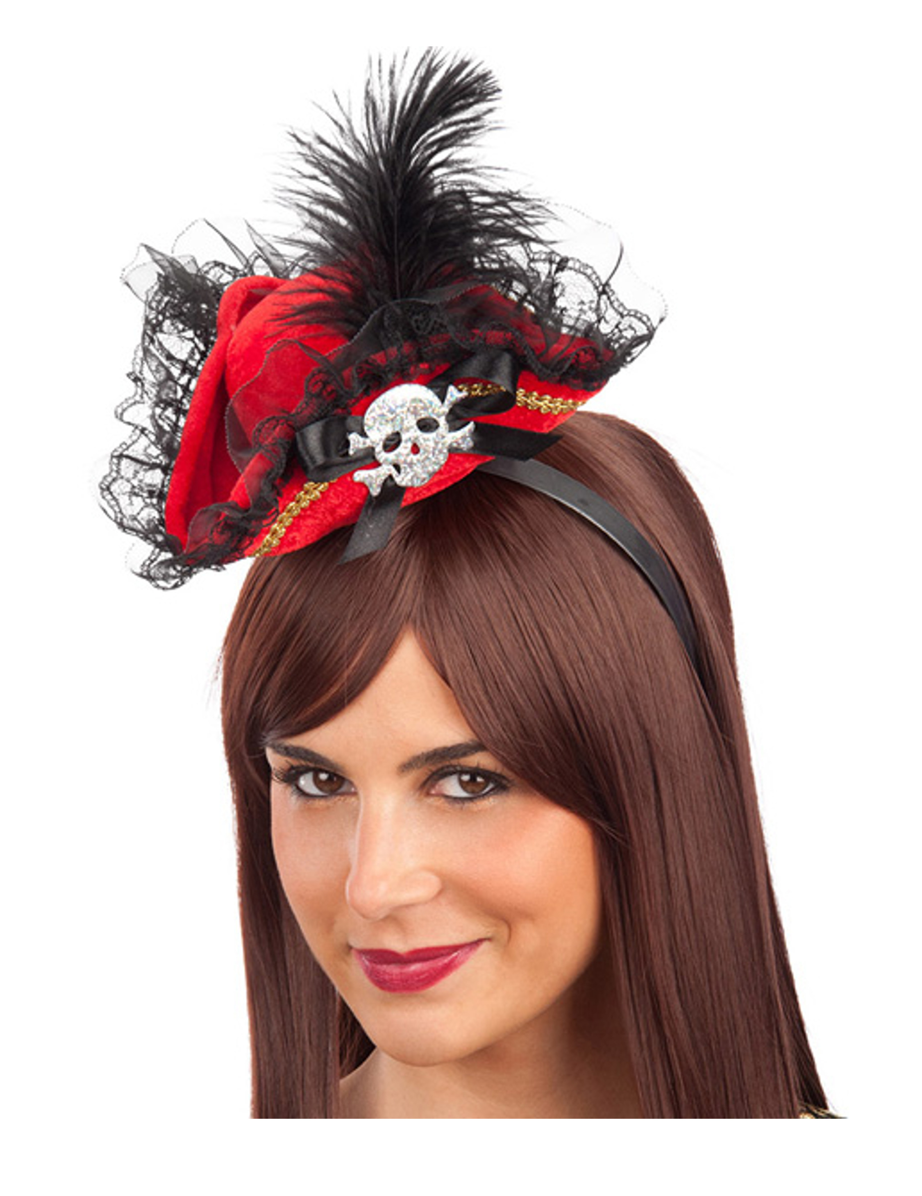 Mini chapeau pirate rouge femme