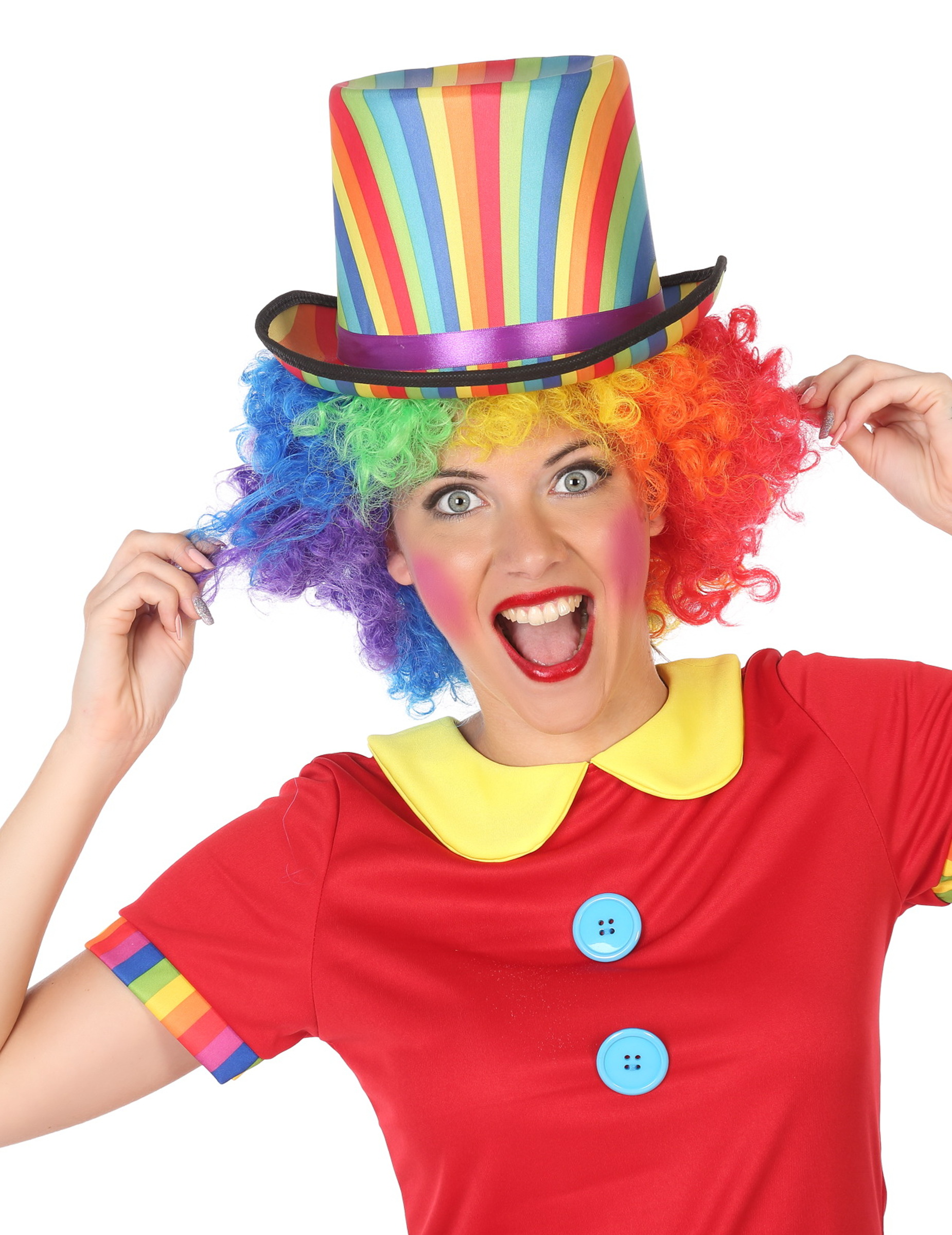 Chapeau haut de forme rayé multicolore adulte