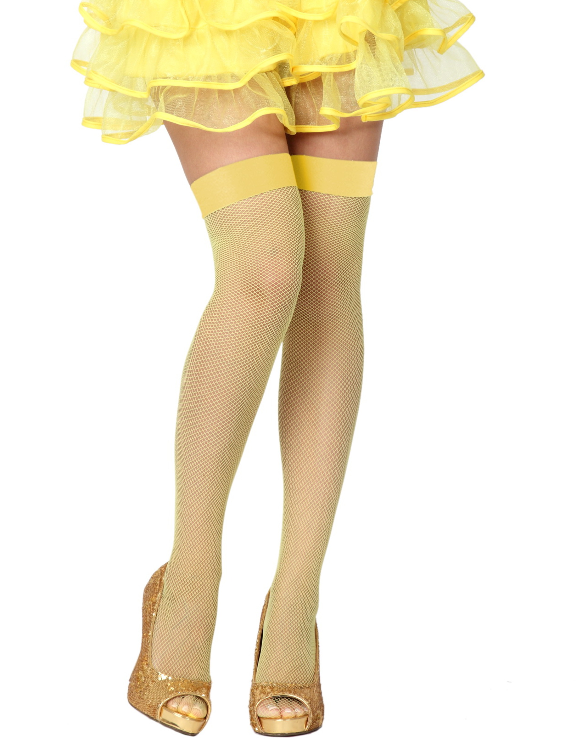 Bas résilles jaunes femme