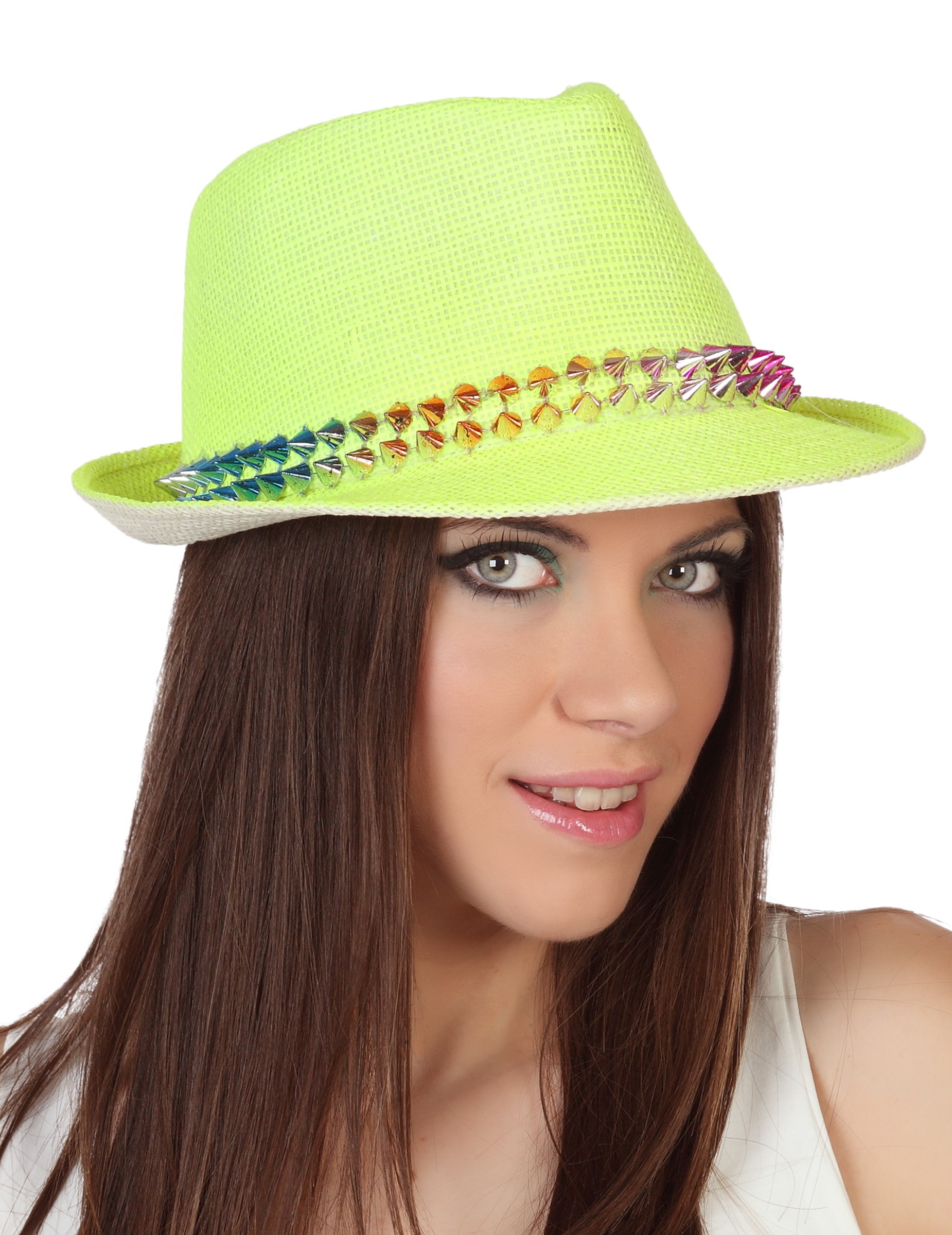 Chapeau borsalino jaune avec bande cloutée adulte