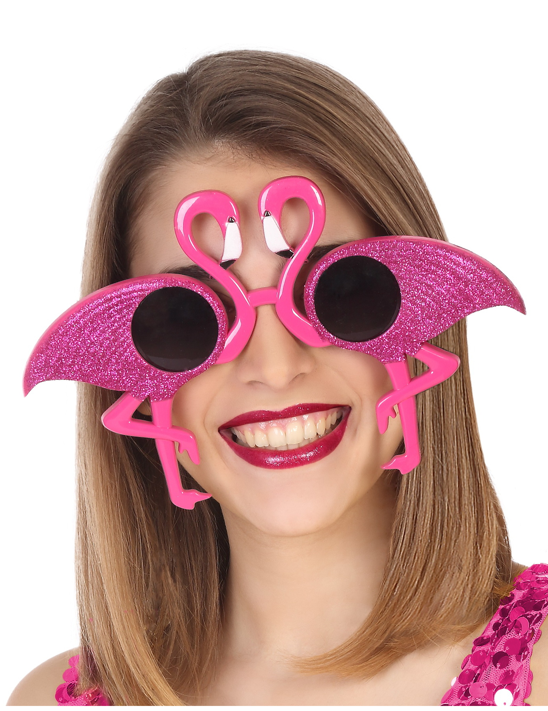 Lunettes flamant rose à paillette adulte