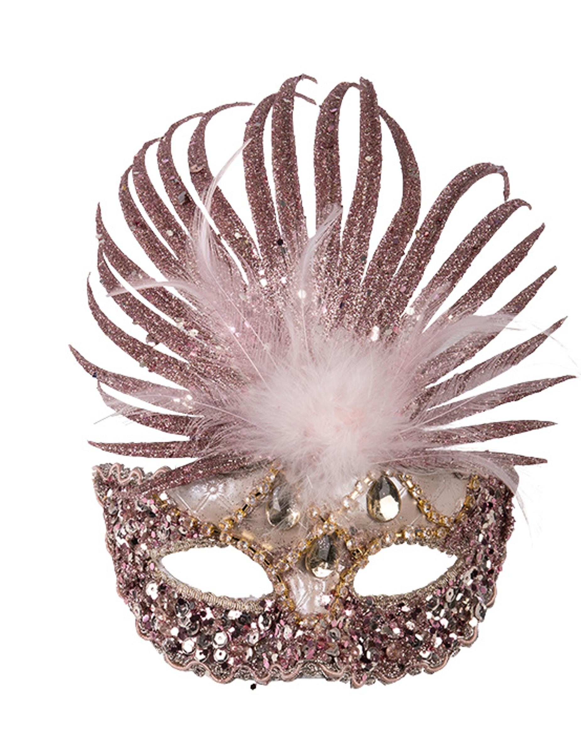 Loup pailleté avec plumes luxe femme