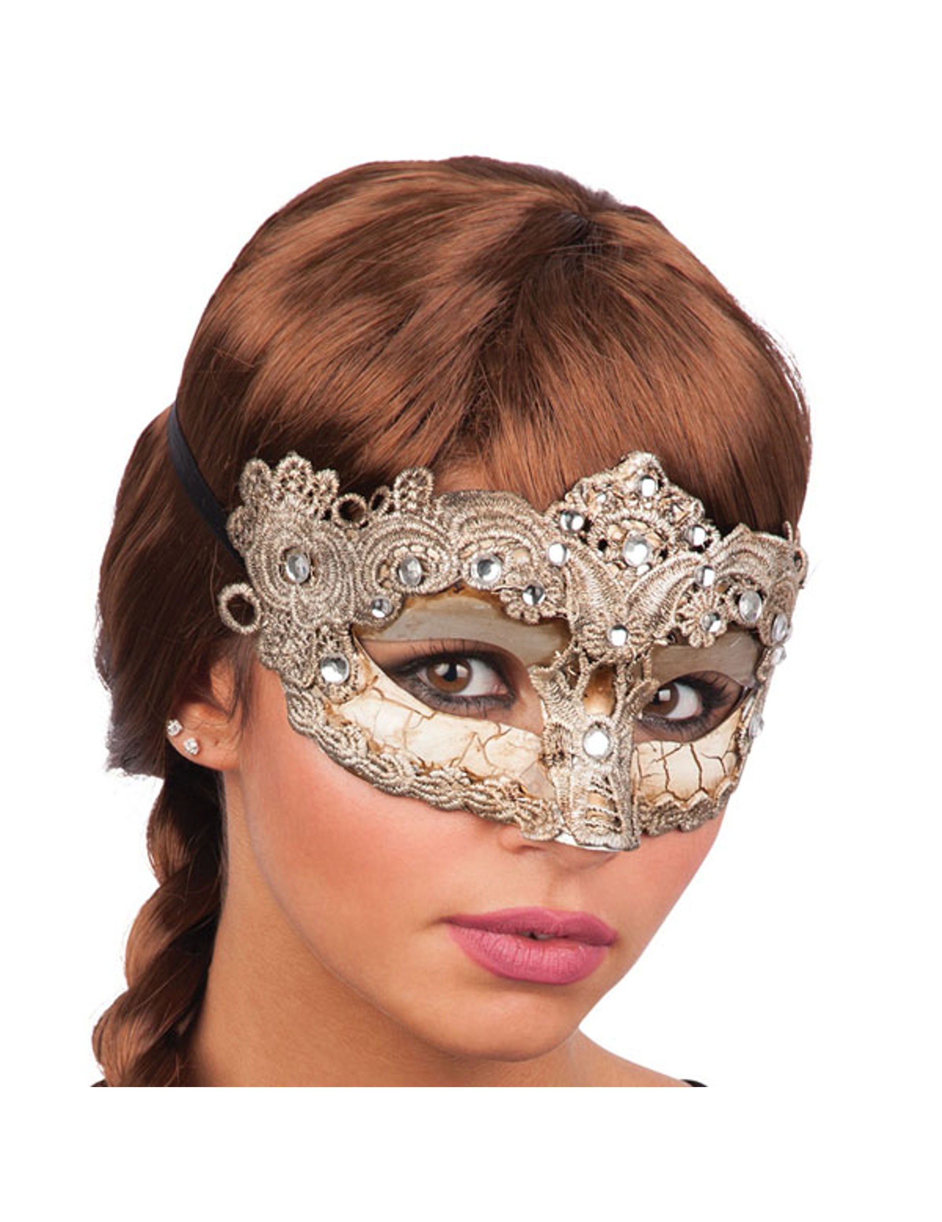Loup baroque doré gris femme
