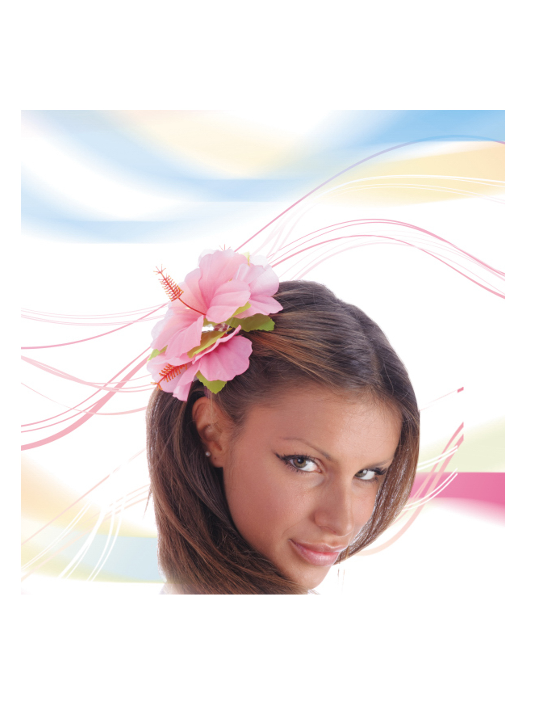 Fleur rose pour cheveux adulte