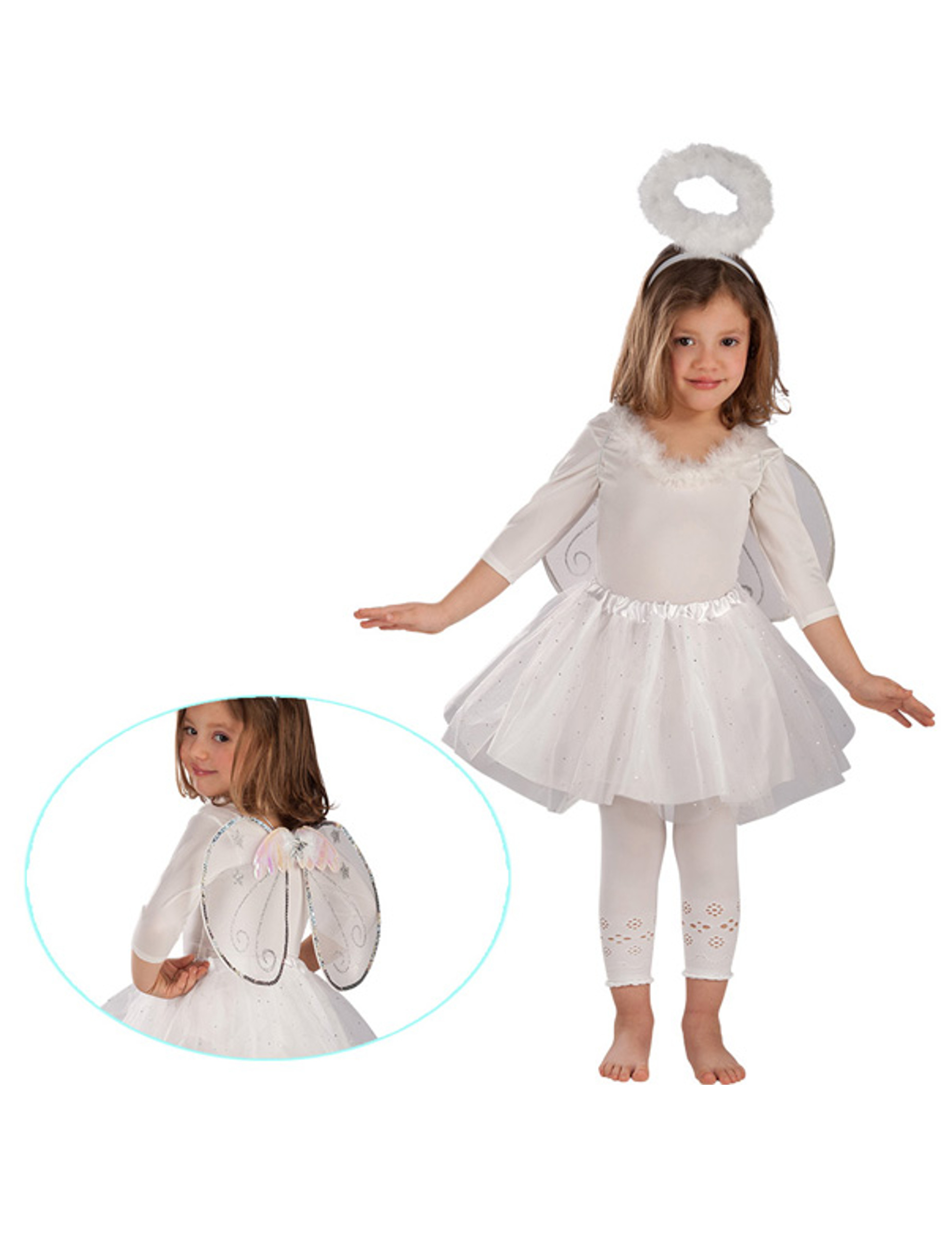Kit petit ange blanc et argenté fille