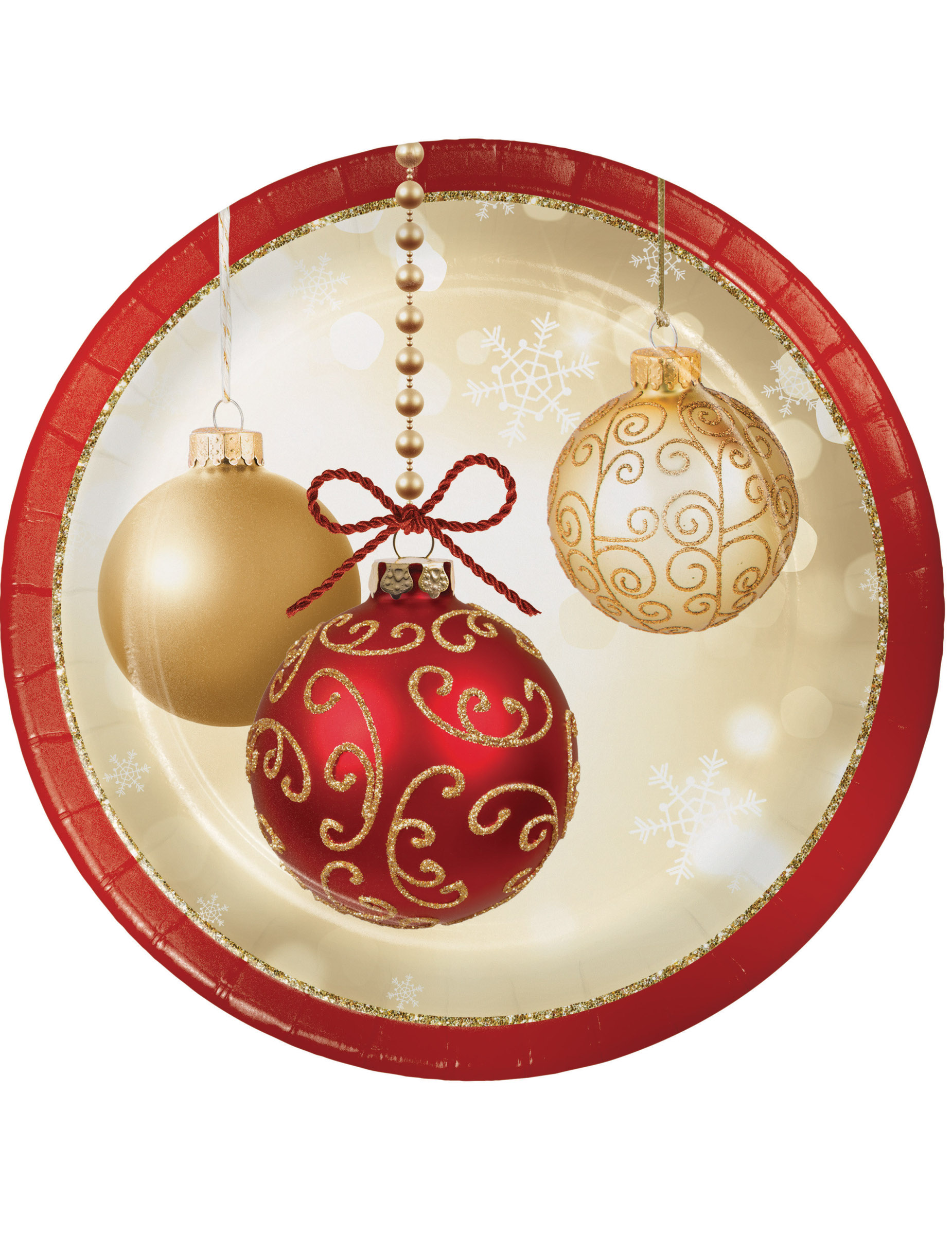 8 Petites assiettes en carton Boules de Noël 18 cm