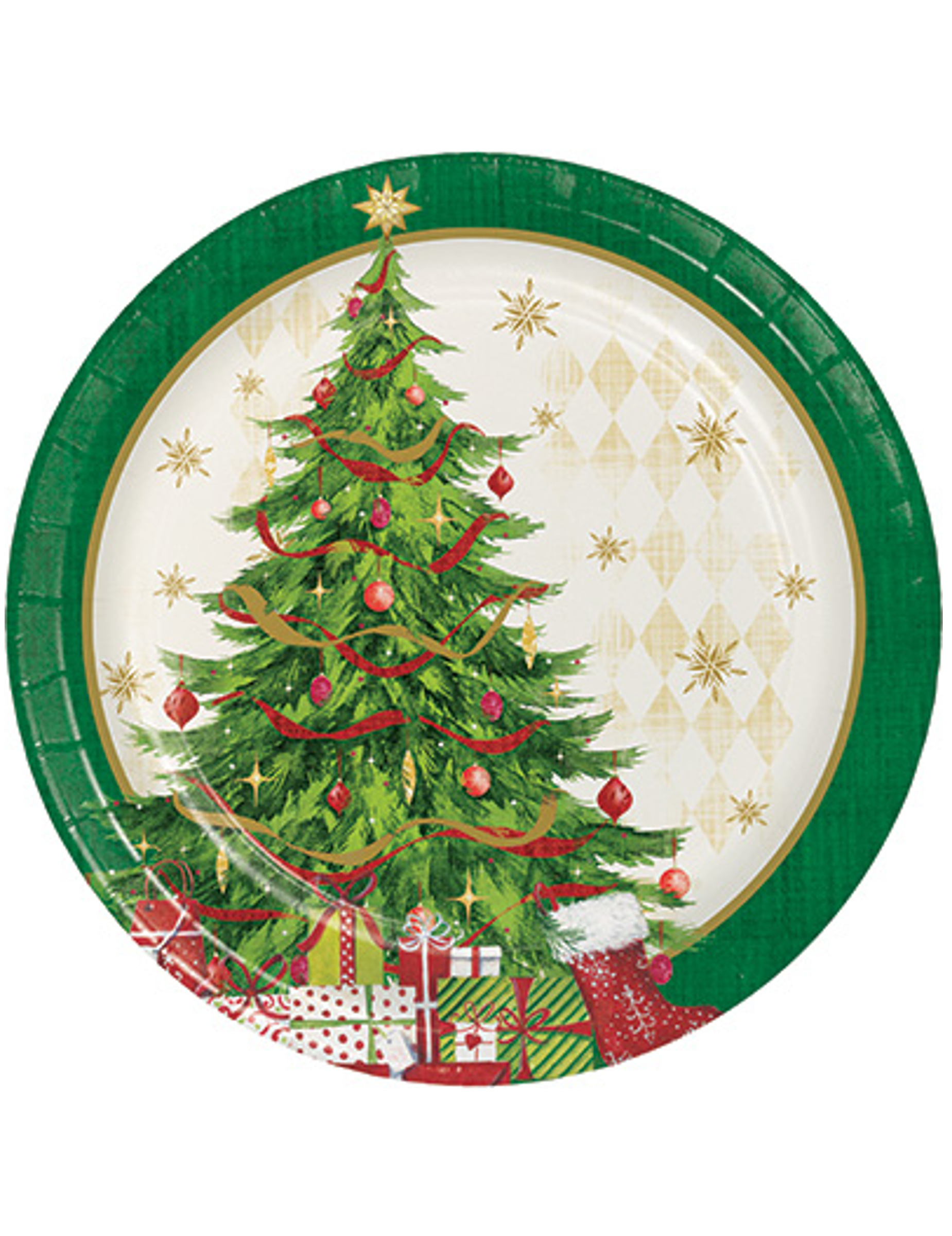 8 Petites assiettes en carton sapin de Noël 18 cm