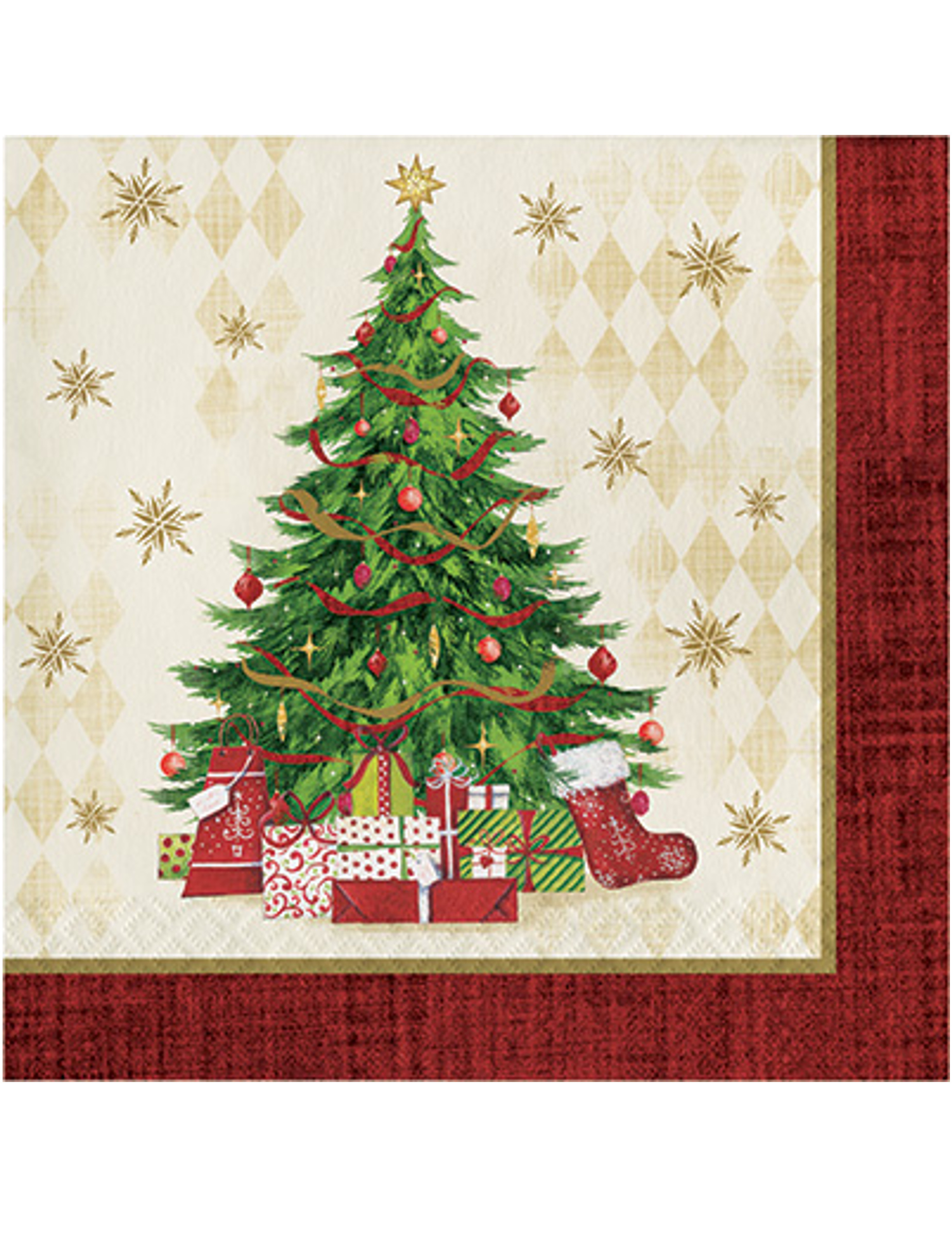 16 Serviettes en papier sapin de Noël 33 x 33 cm