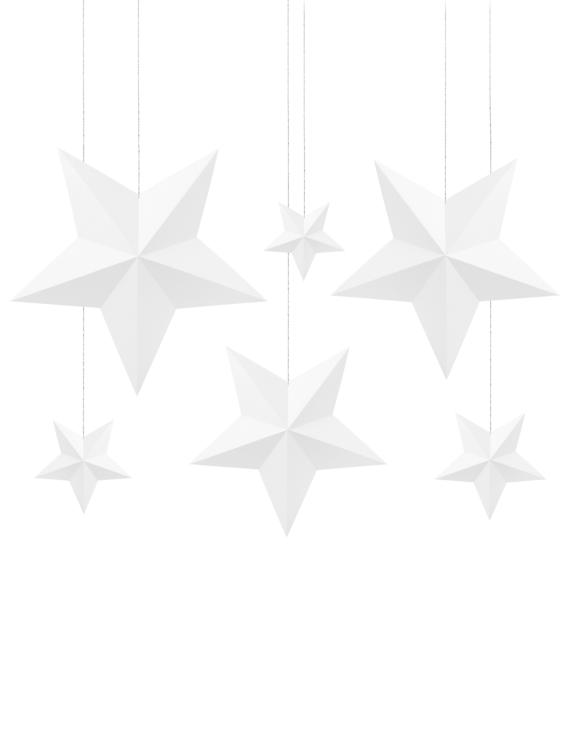 6 Etoiles à suspendre 3D blanches noël