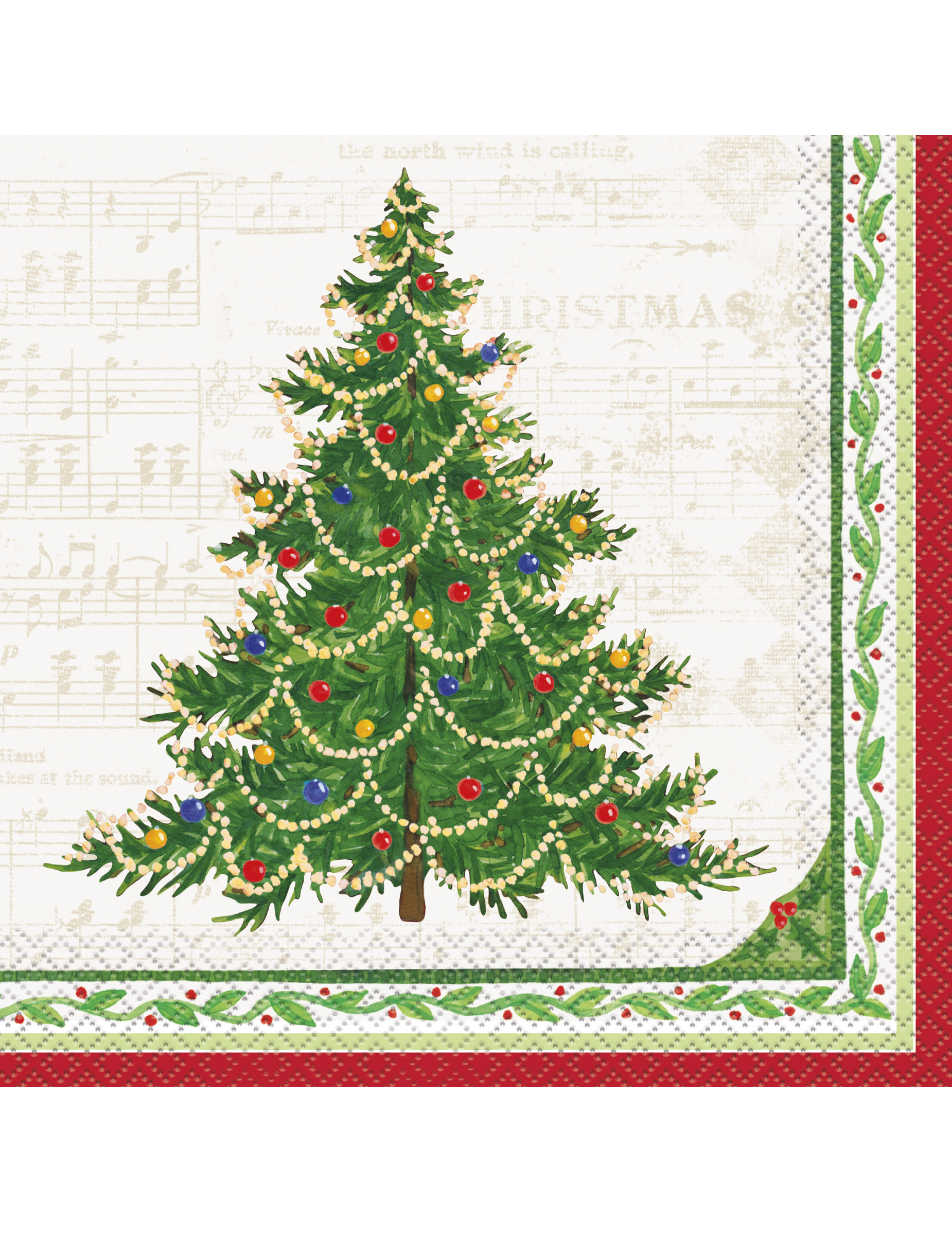 16 Serviettes en papier arbre de noël 33 x 33 cm