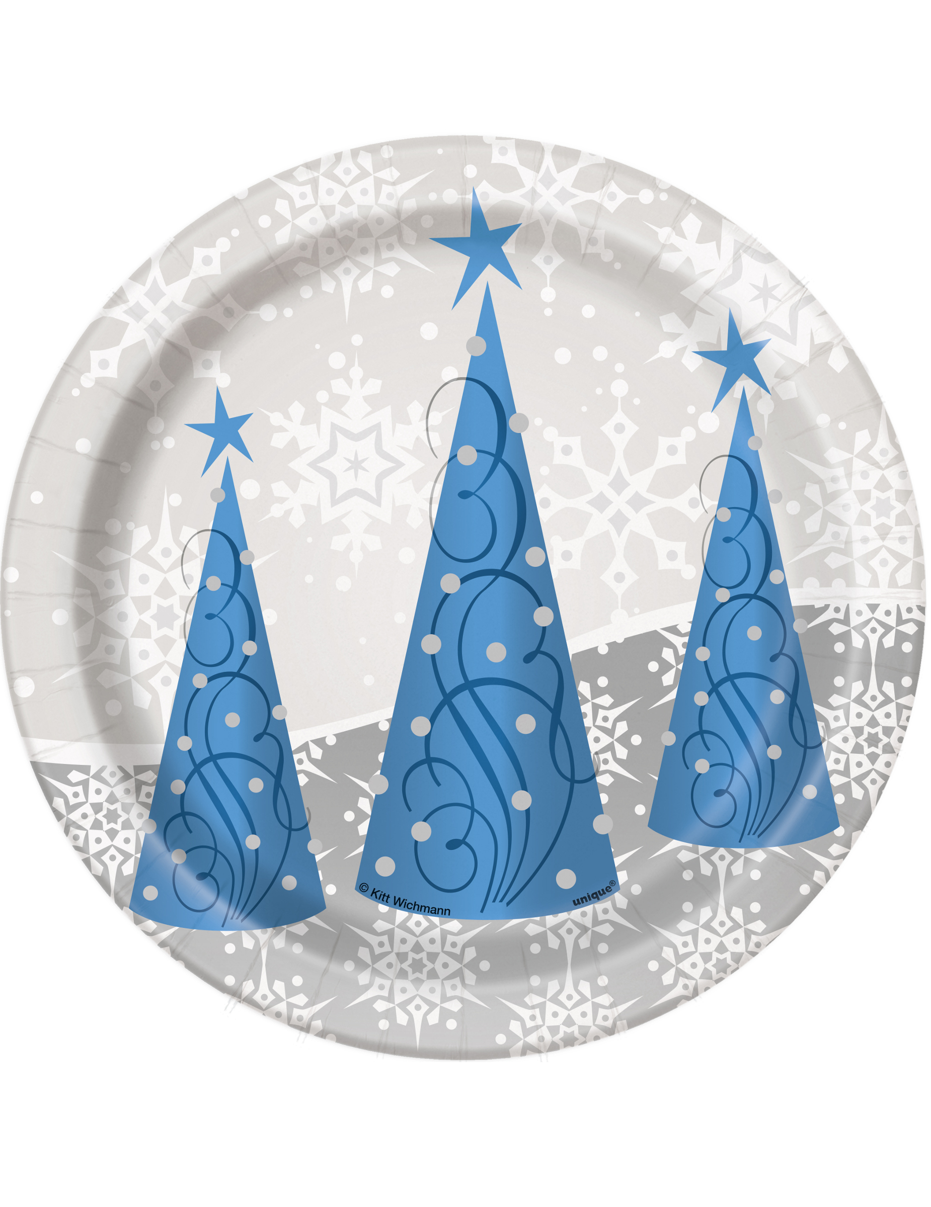 8 Petites assiettes flocons et renne de Noël 18 cm