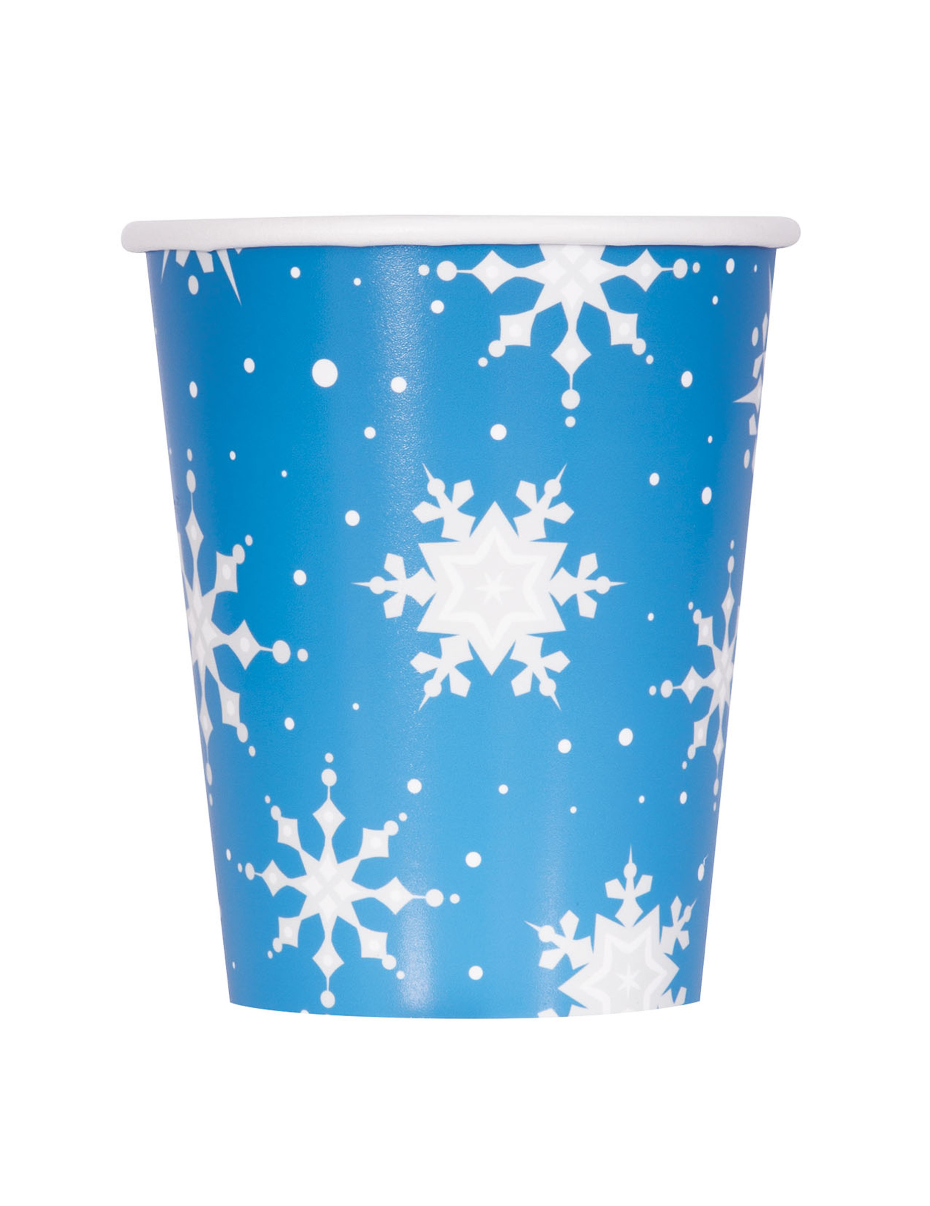 8 Gobelets en carton flocons et renne de Noël 270 ml