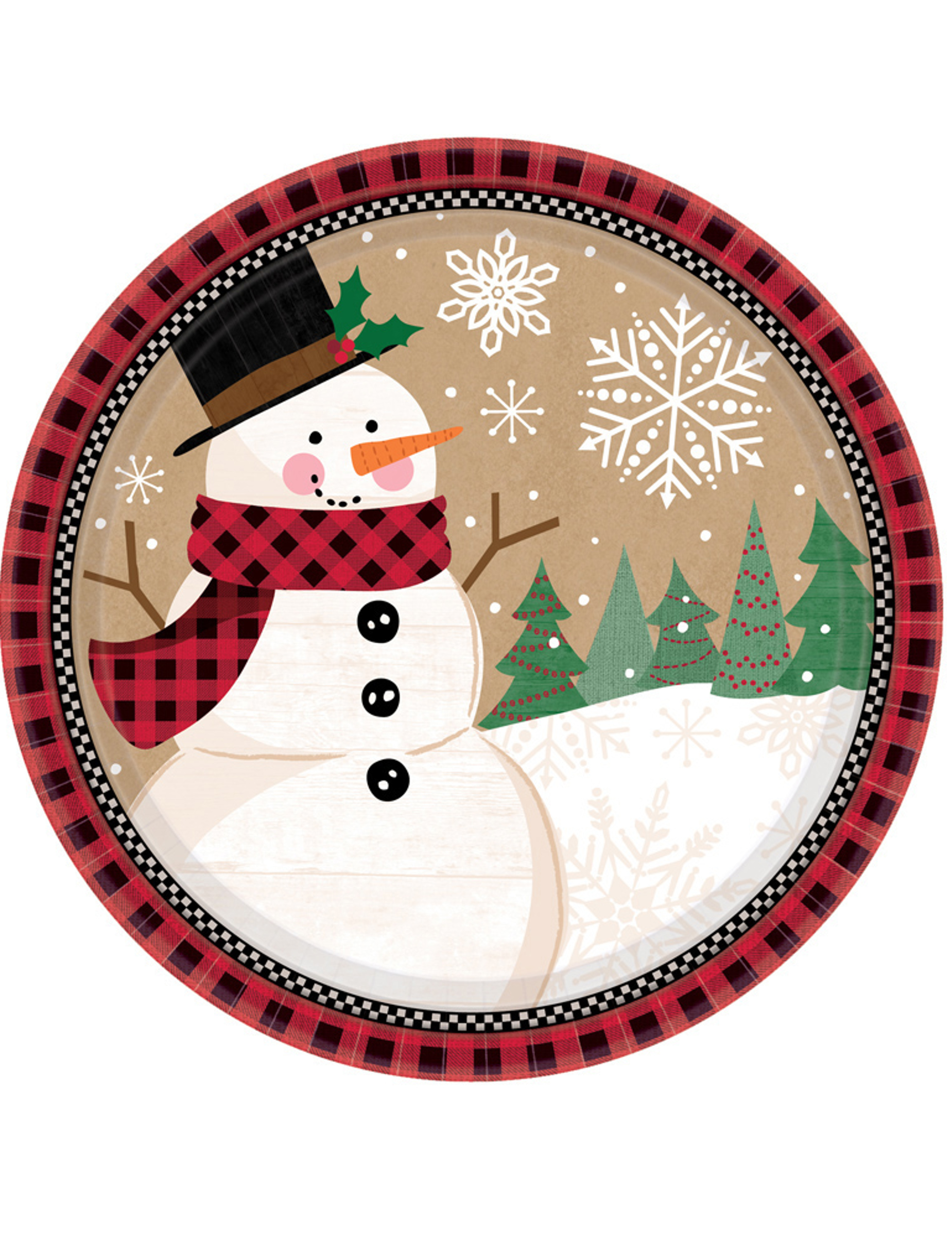 8 Petites assiettes en carton bonhomme de neige 18 cm