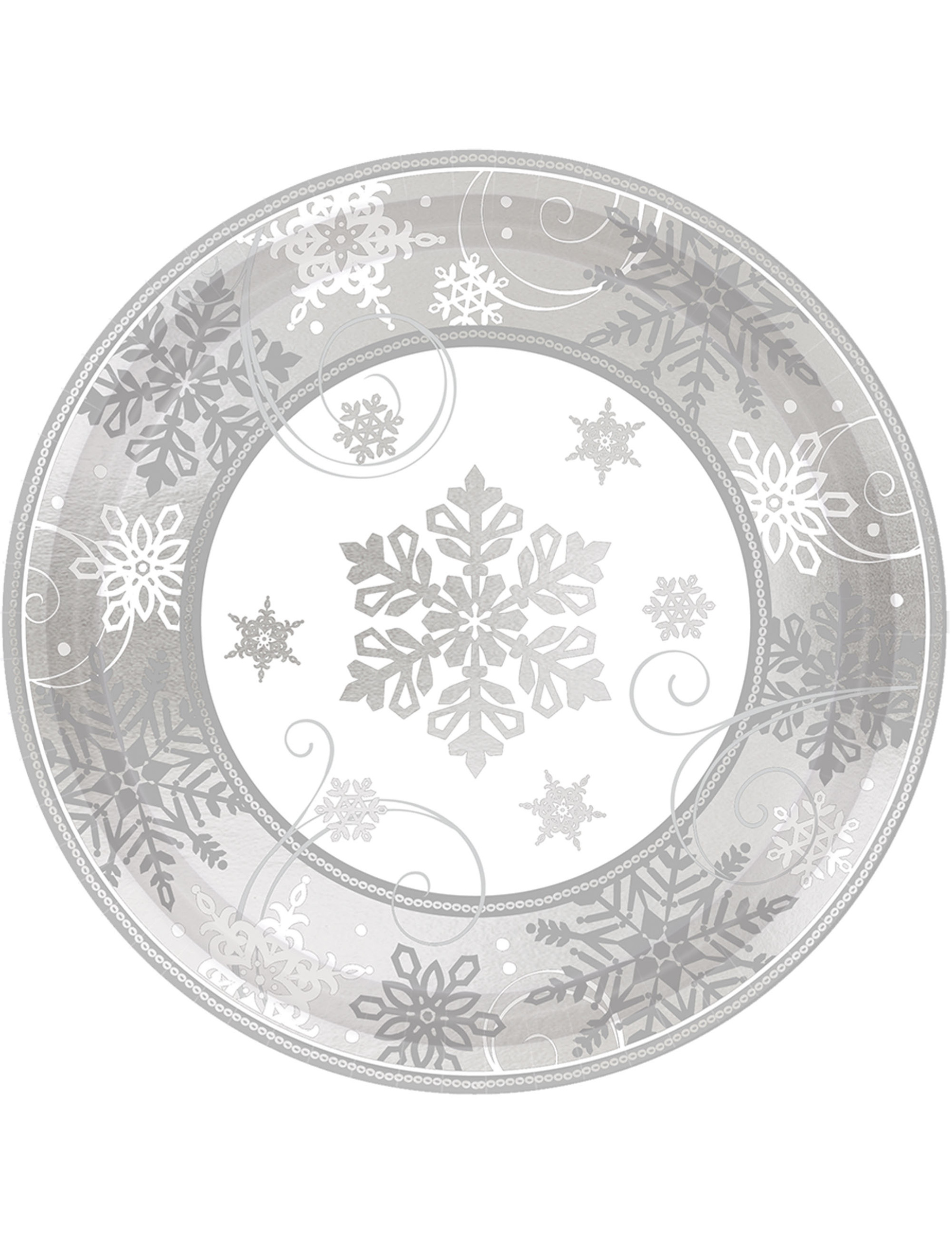 8 Petites Assiettes en carton flocons de neige 18 cm