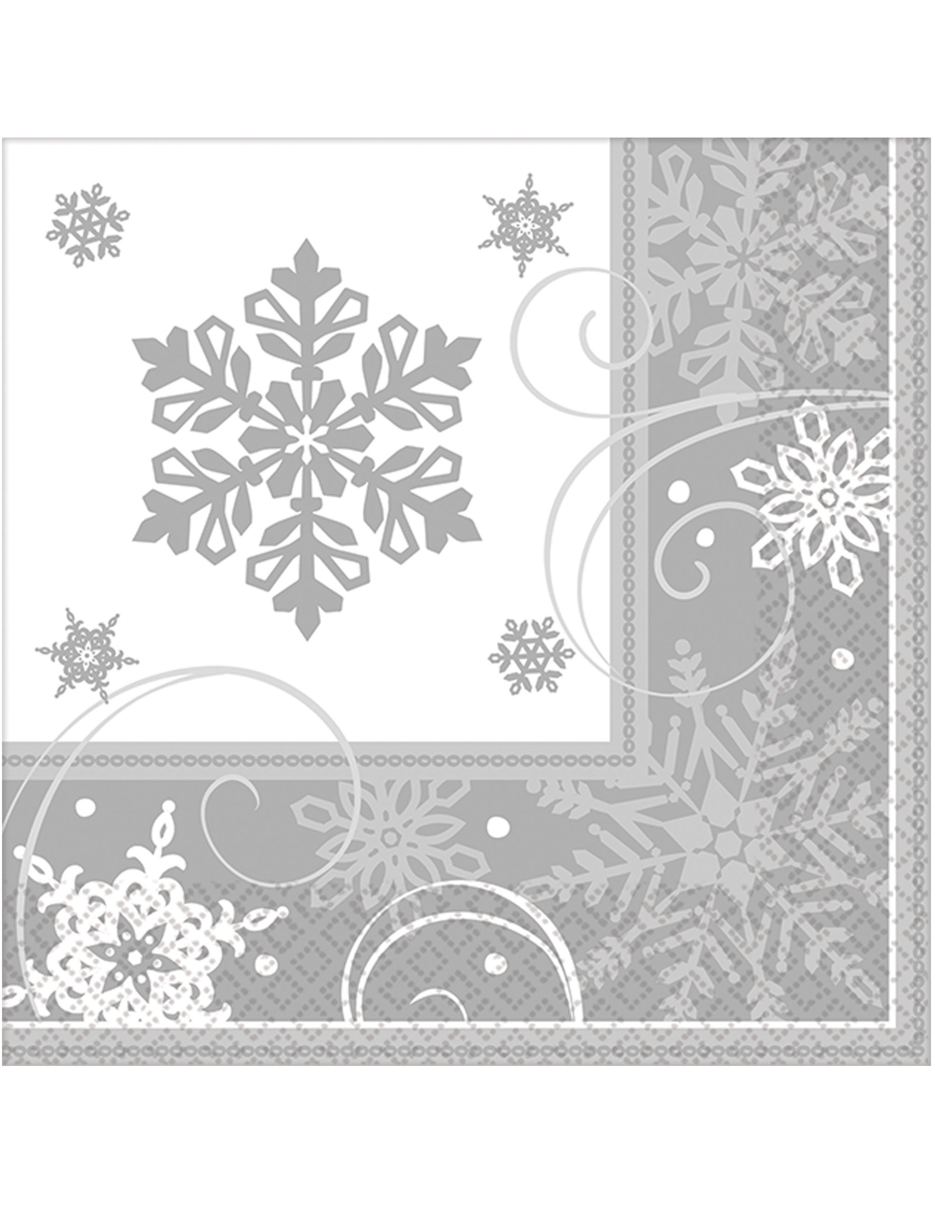 16 Serviettes en papier flocons de neige 33 x 33 cm