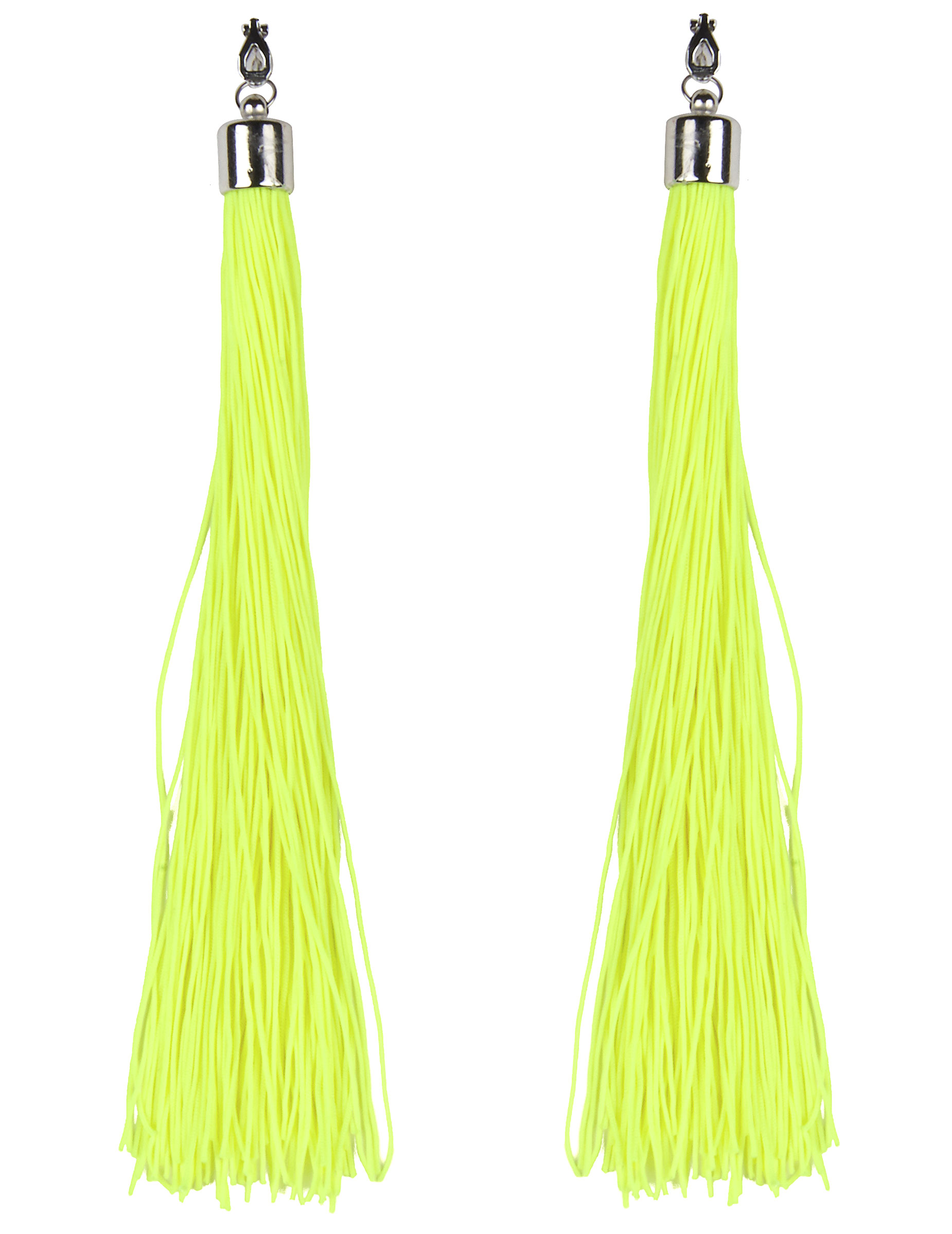 Boucles d'oreilles franges jaunes fluo adulte