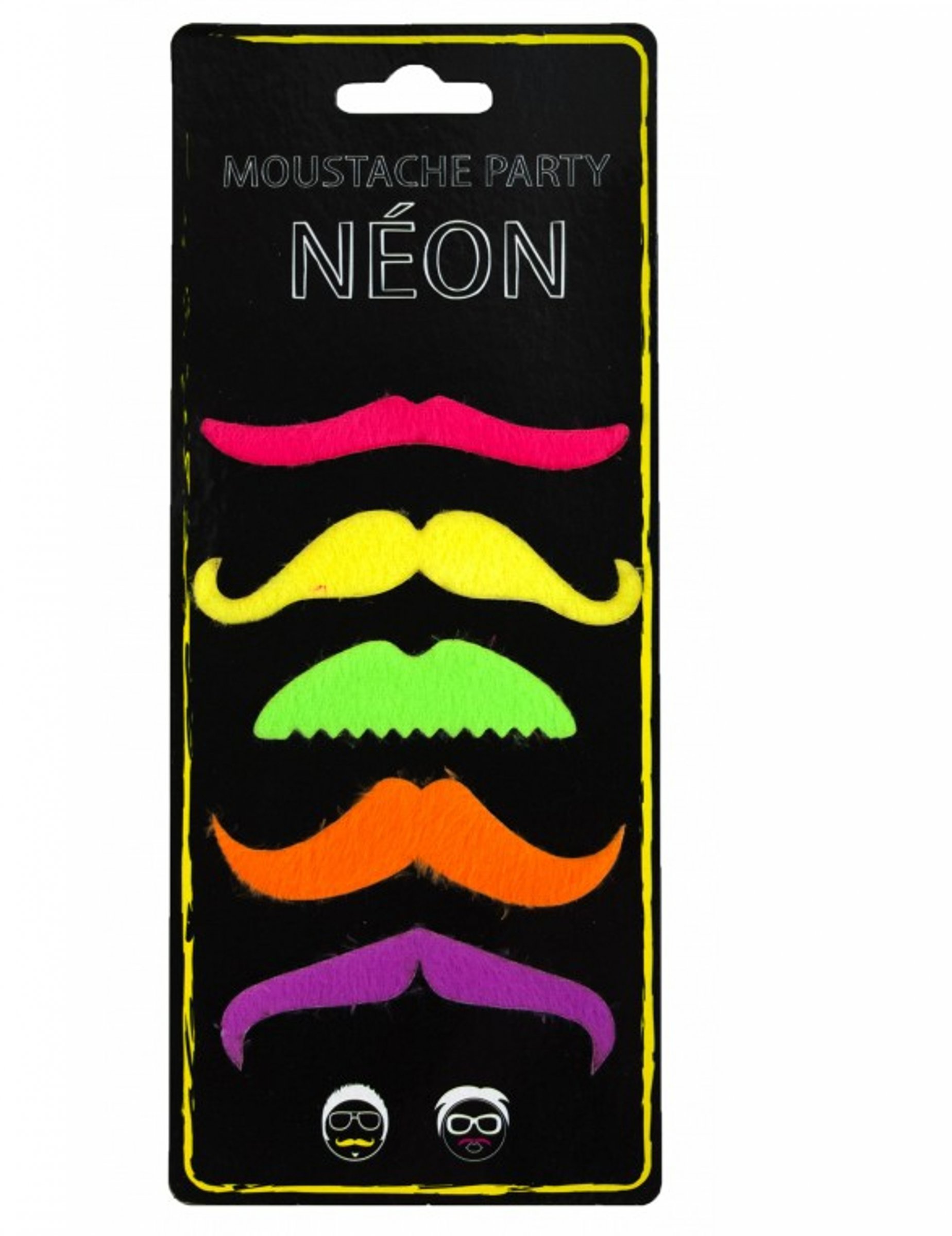 5 Moustaches fluo adulte