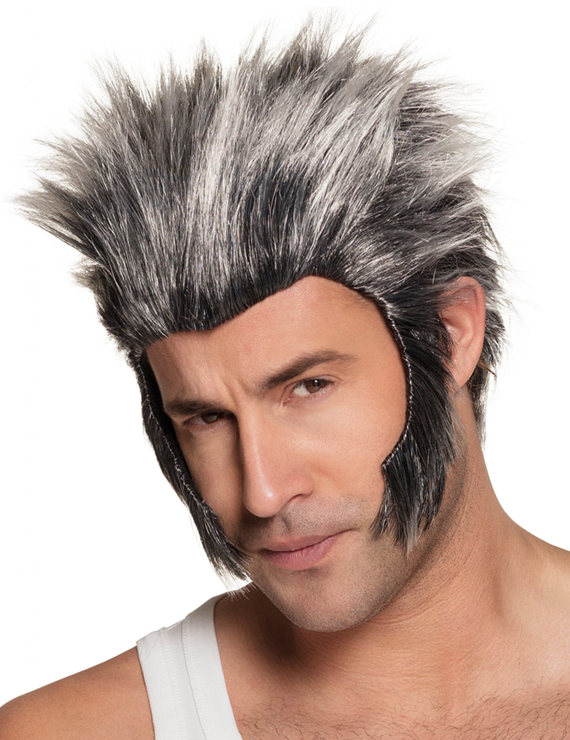 Perruque avec pattes loup-garou grise adulte