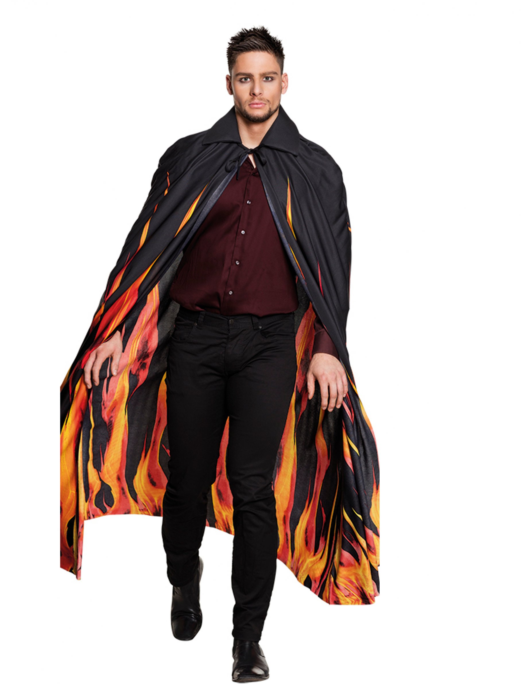 Cape noire dégradé feu adulte Halloween