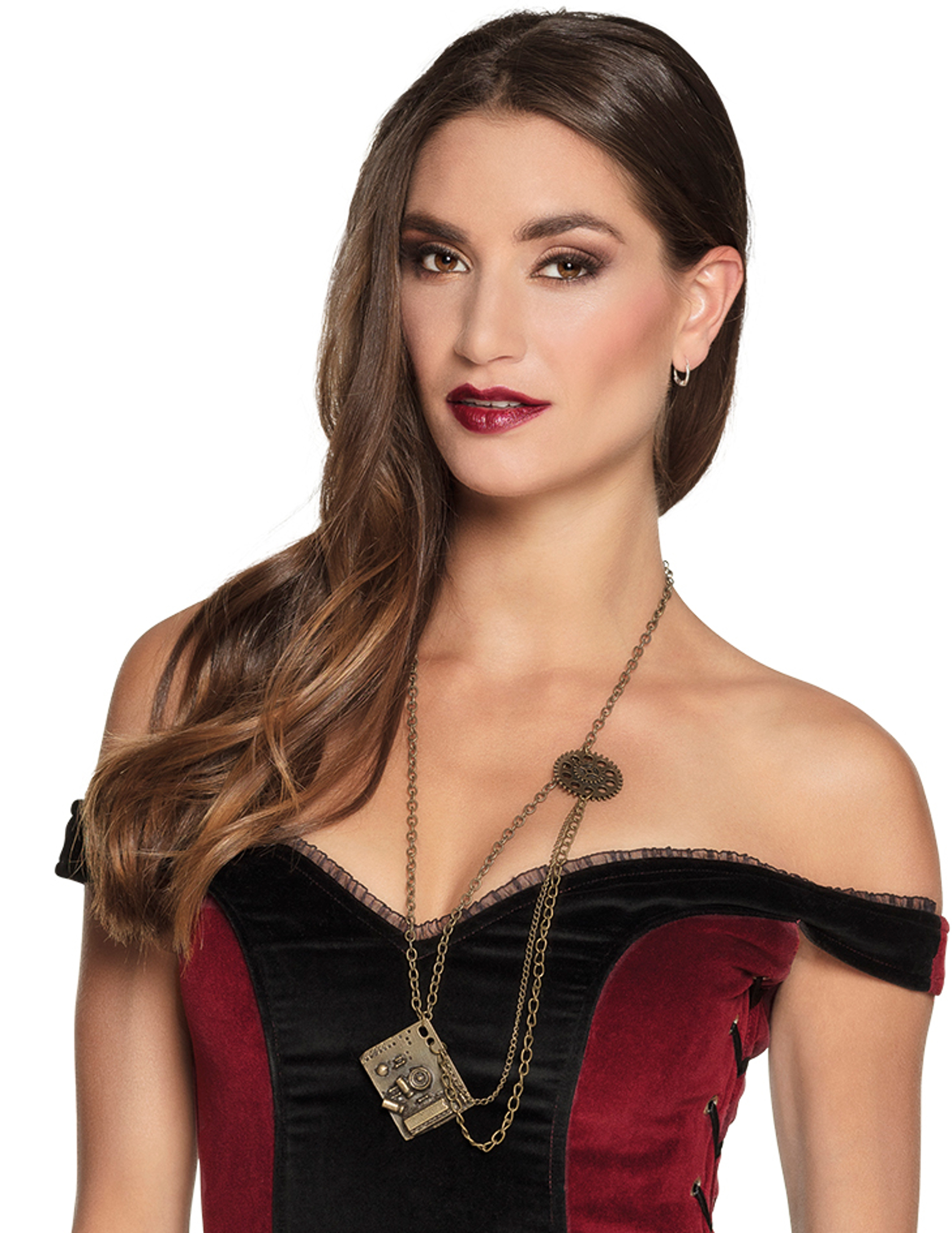 Collier roues en métal adulte Steampunk