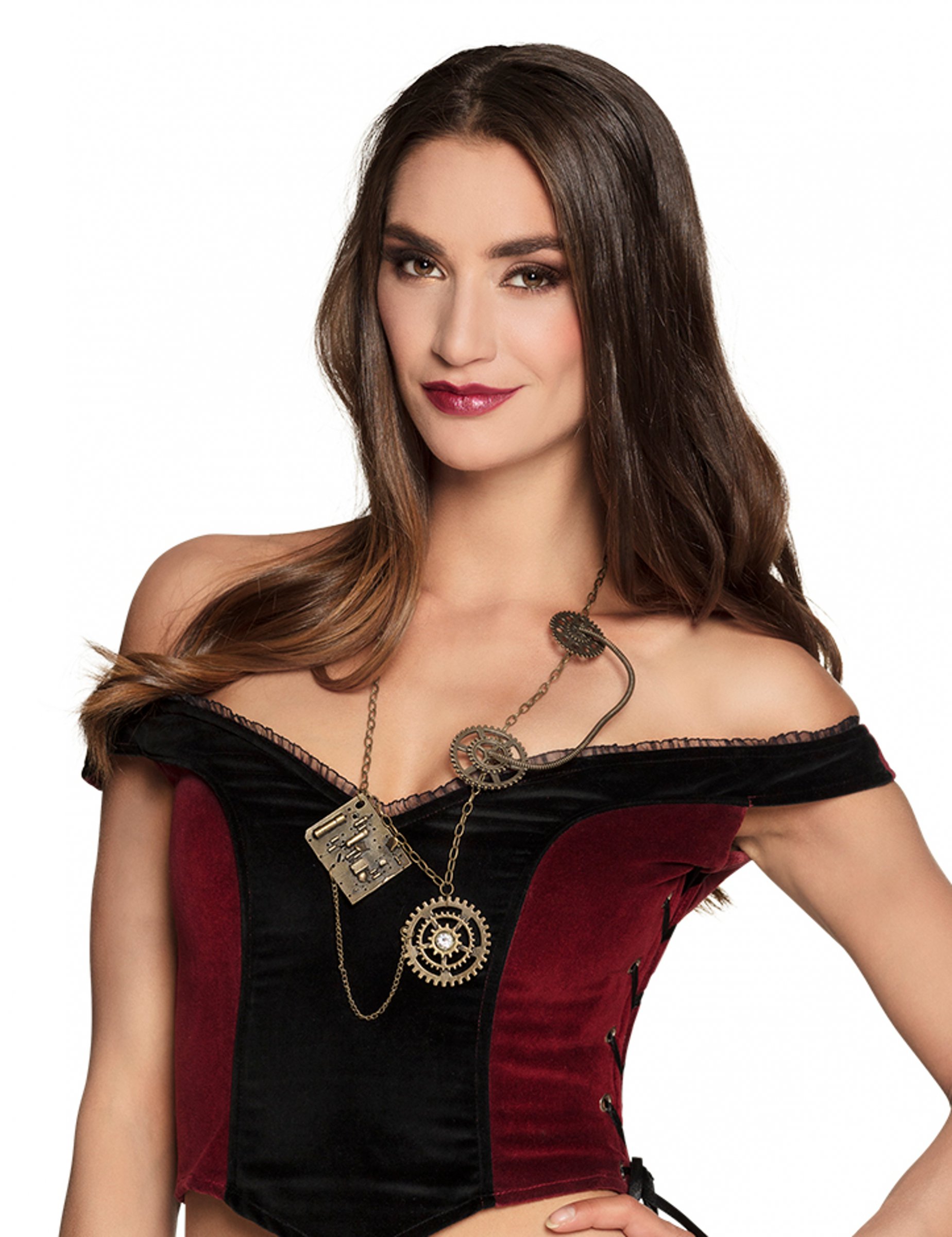 Collier roues dentées en métal adulte Steampunk