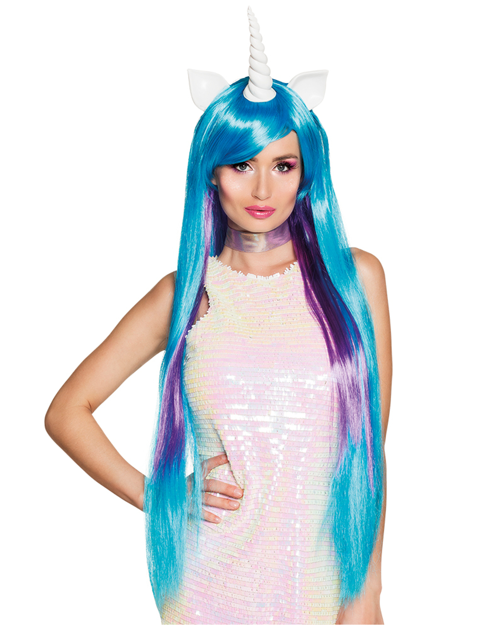 Perruque licorne longue bicolore femme