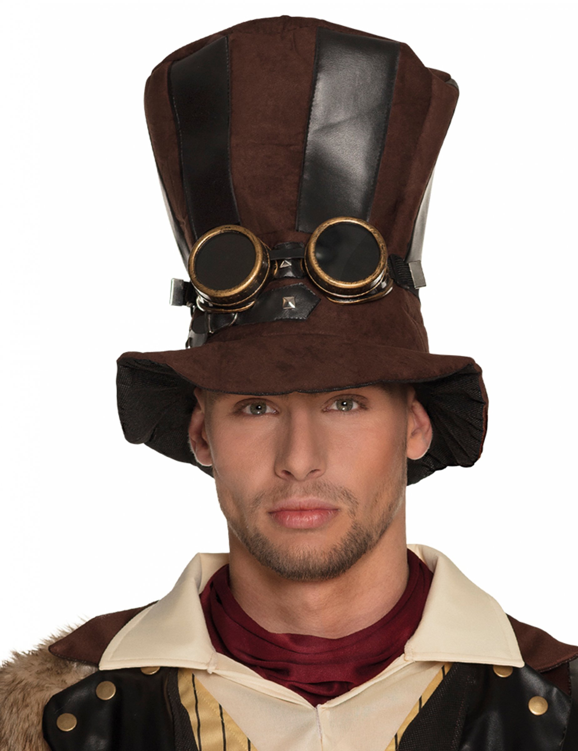 Chapeau haut de forme rayé adulte Steampunk