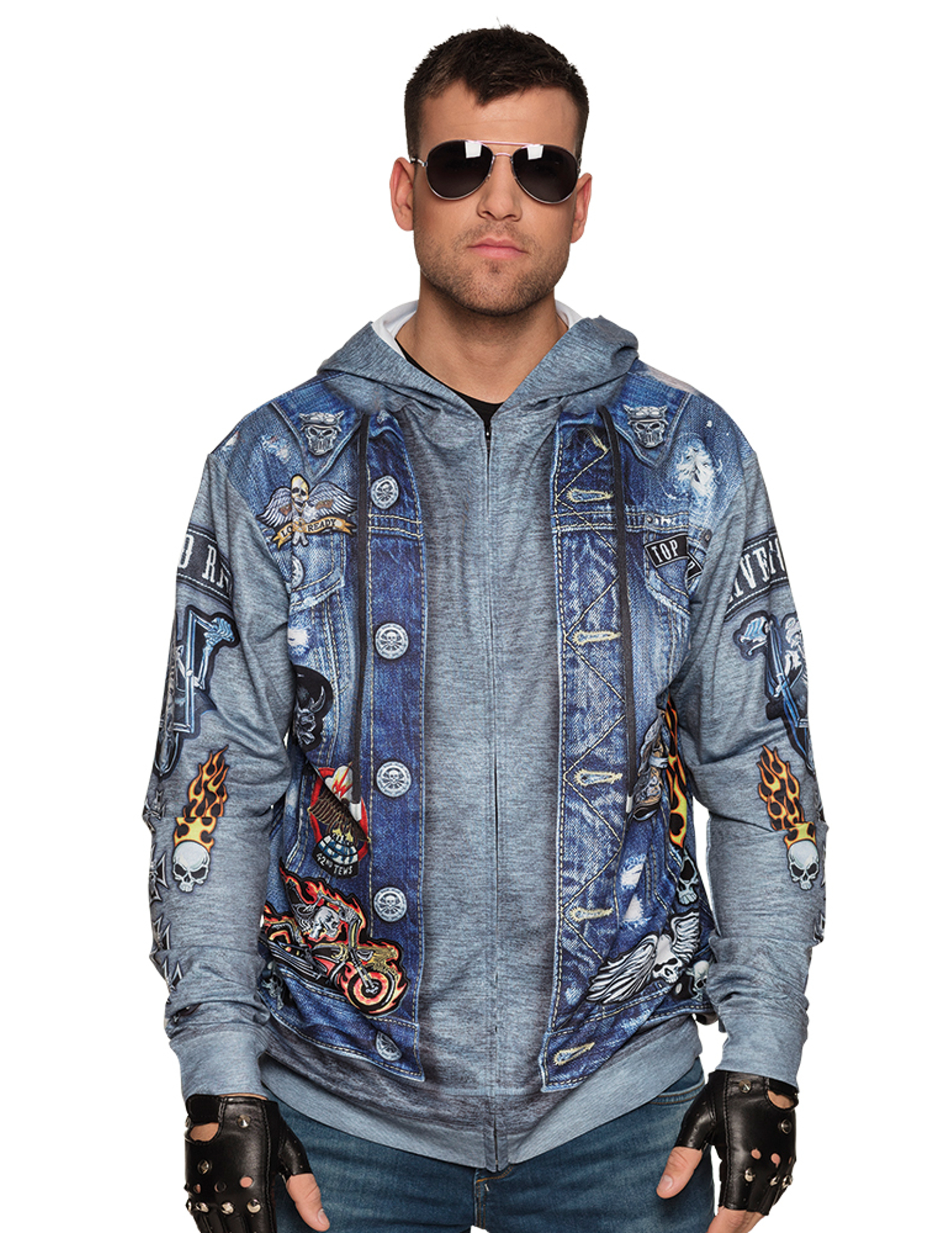 Sweat à capuche biker adulte