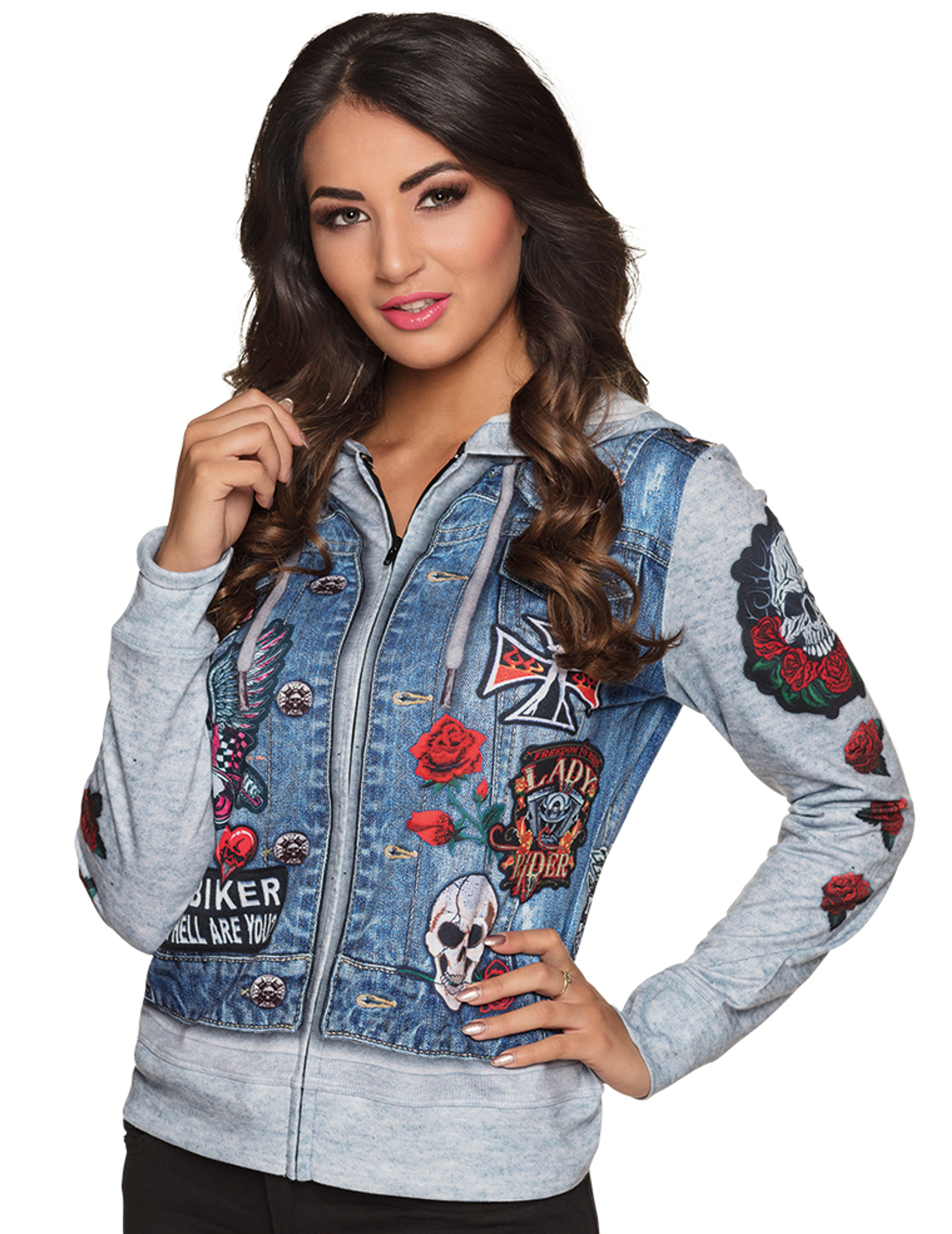 Sweat à capuche biker femme