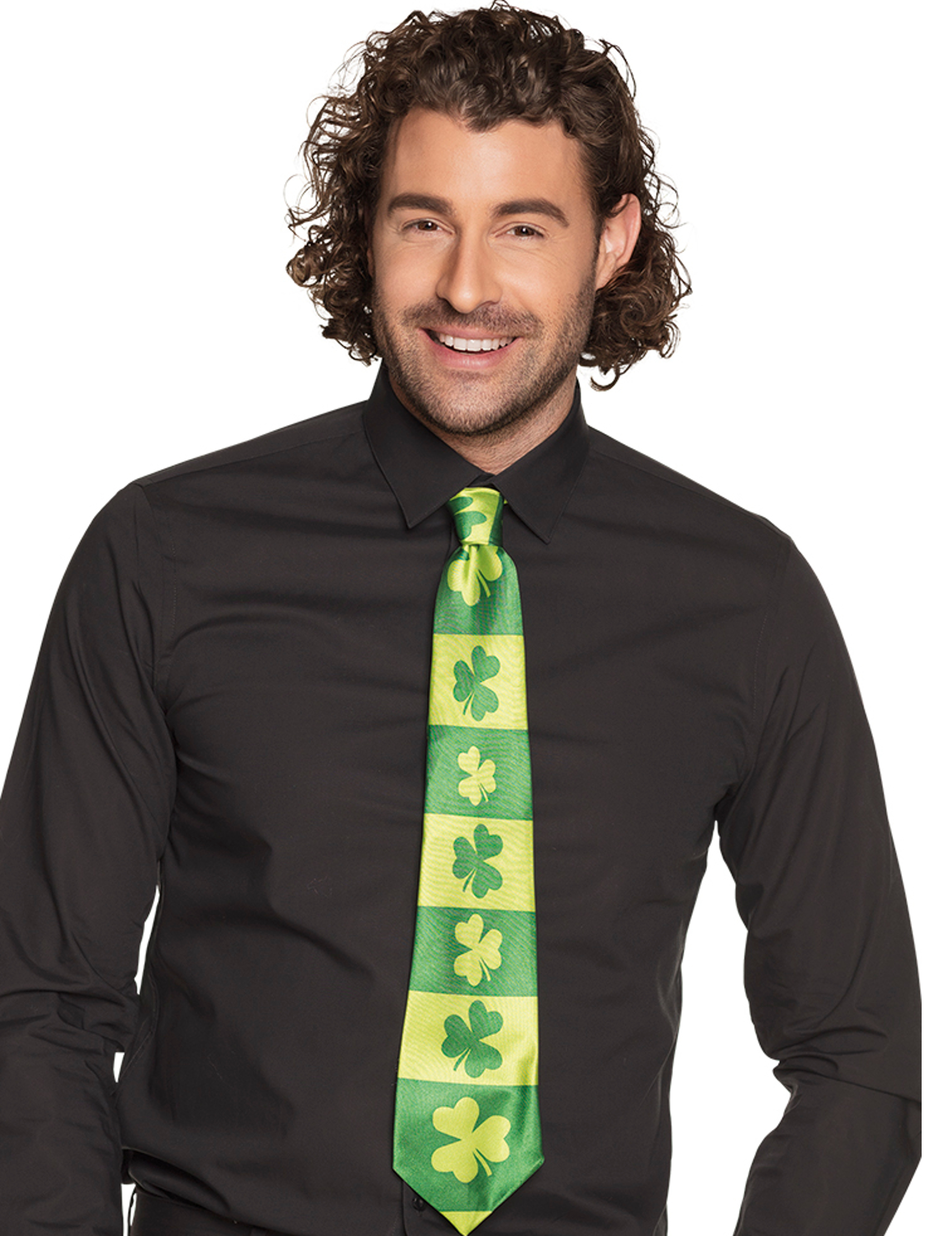 Cravate rayée trèfles adulte Saint Patrick