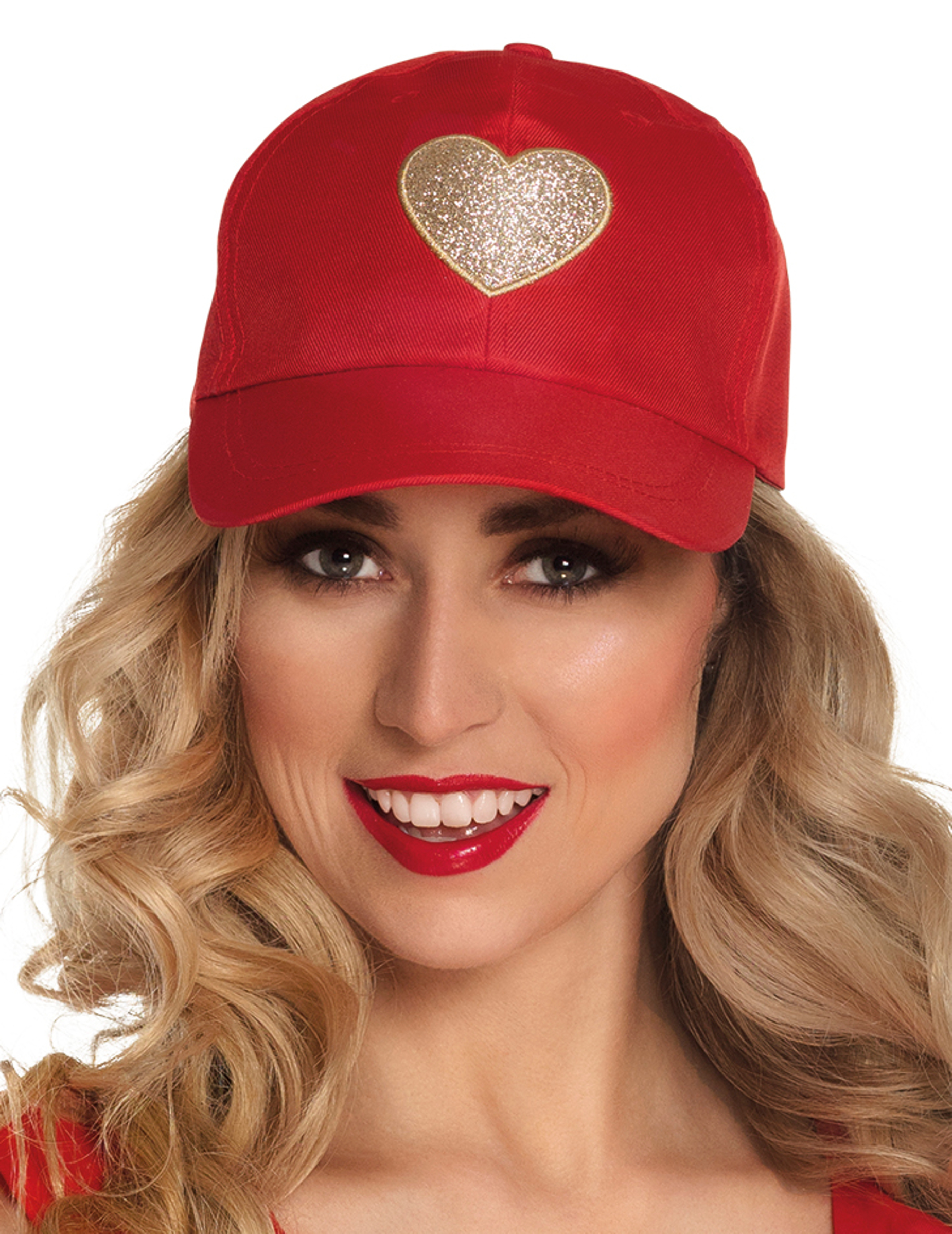 Casquette rouge coeur adulte