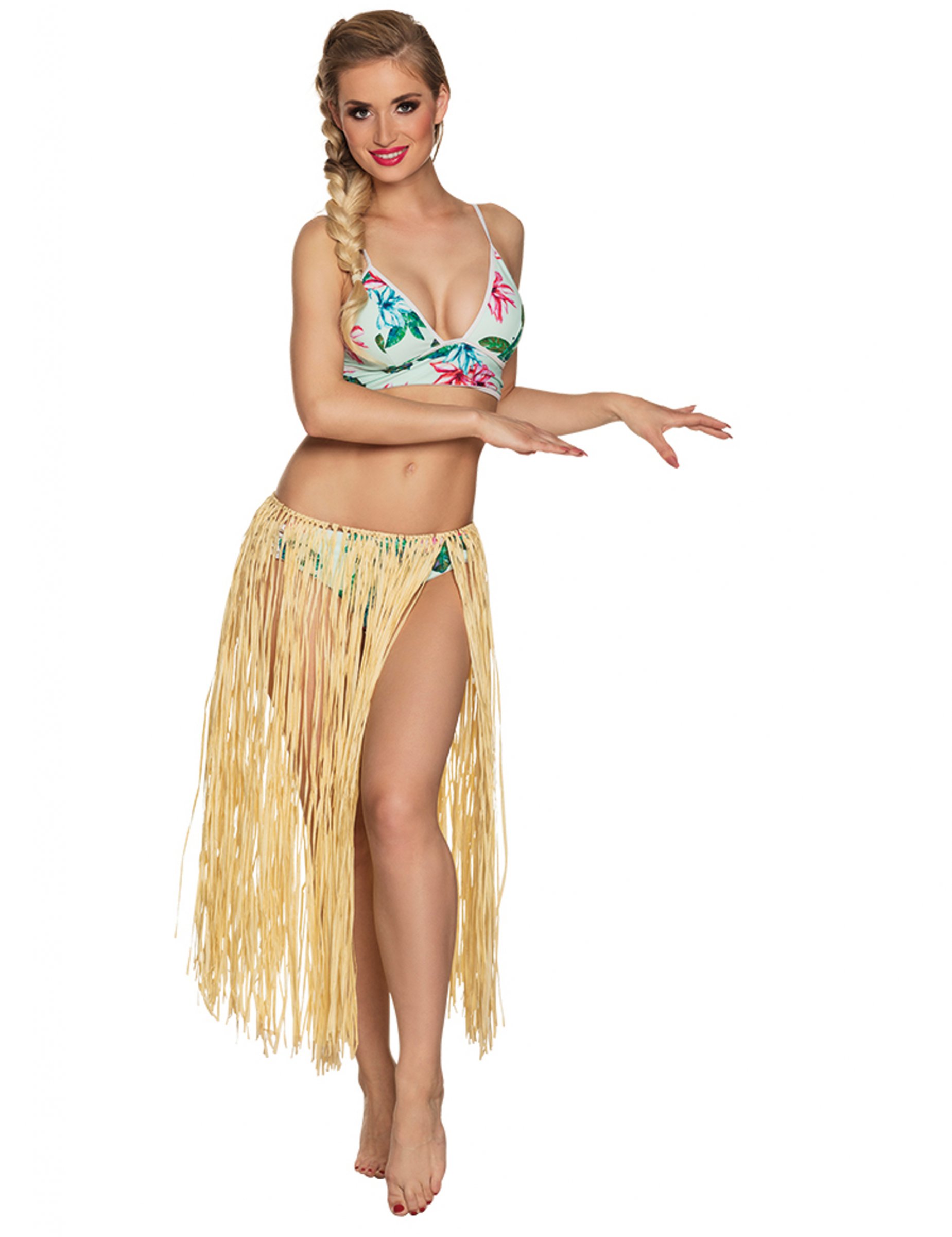 Jupe hawaïenne longue naturelle raphia adulte