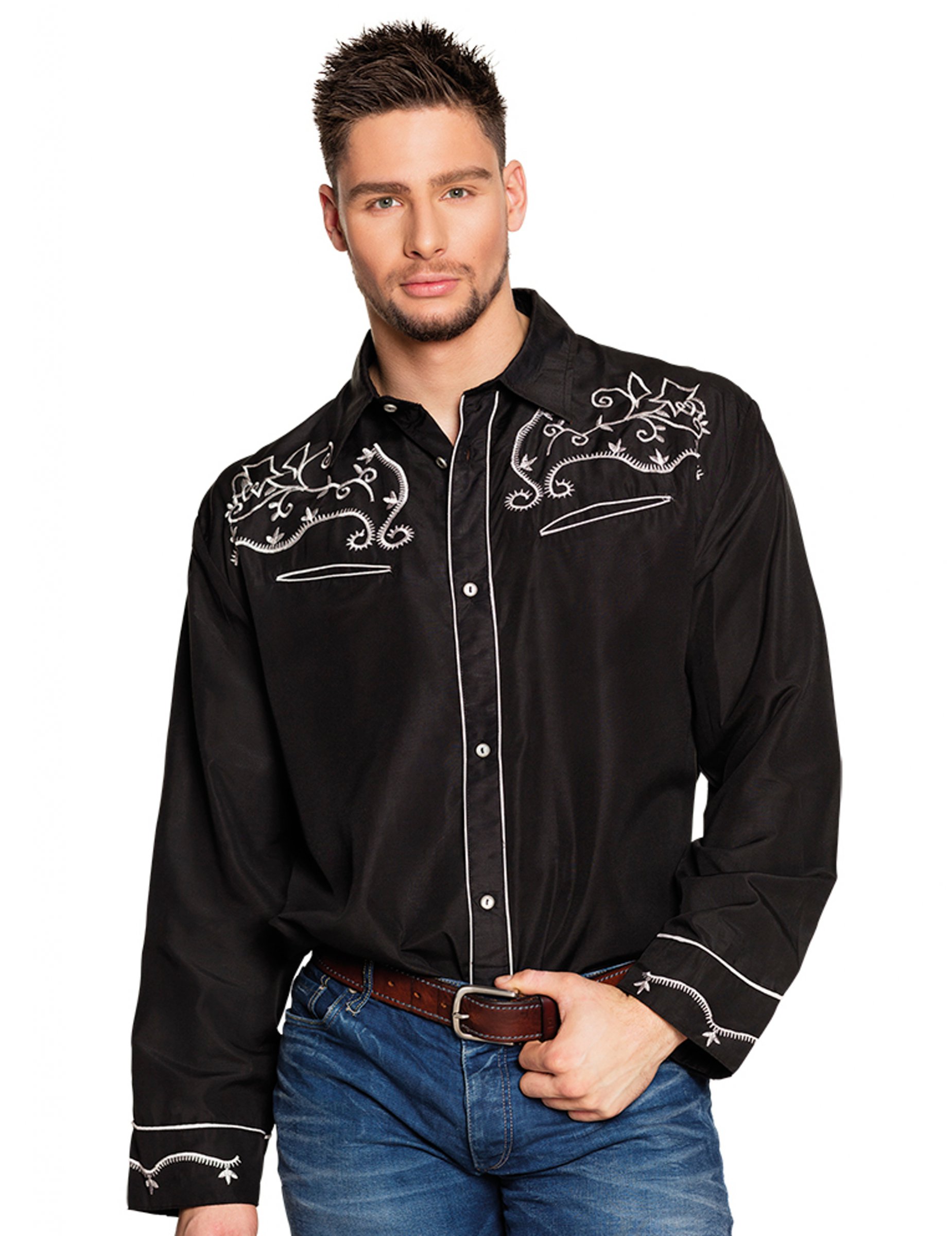 Chemise cowboy western noire adulte