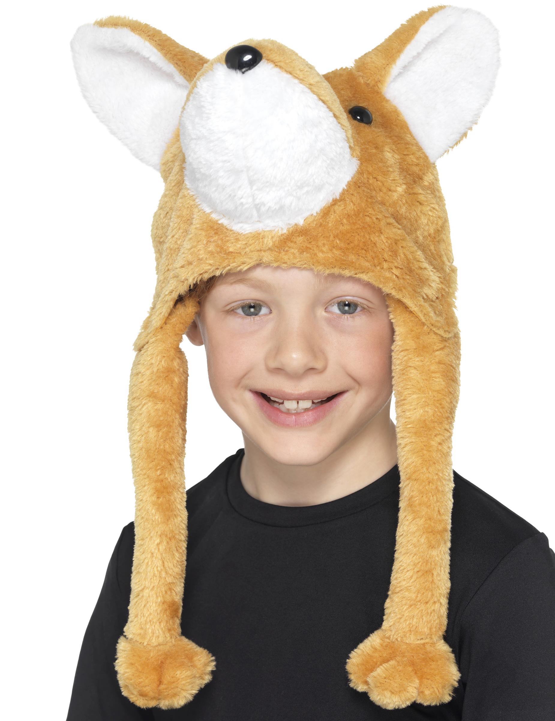Bonnet en peluche renard enfant