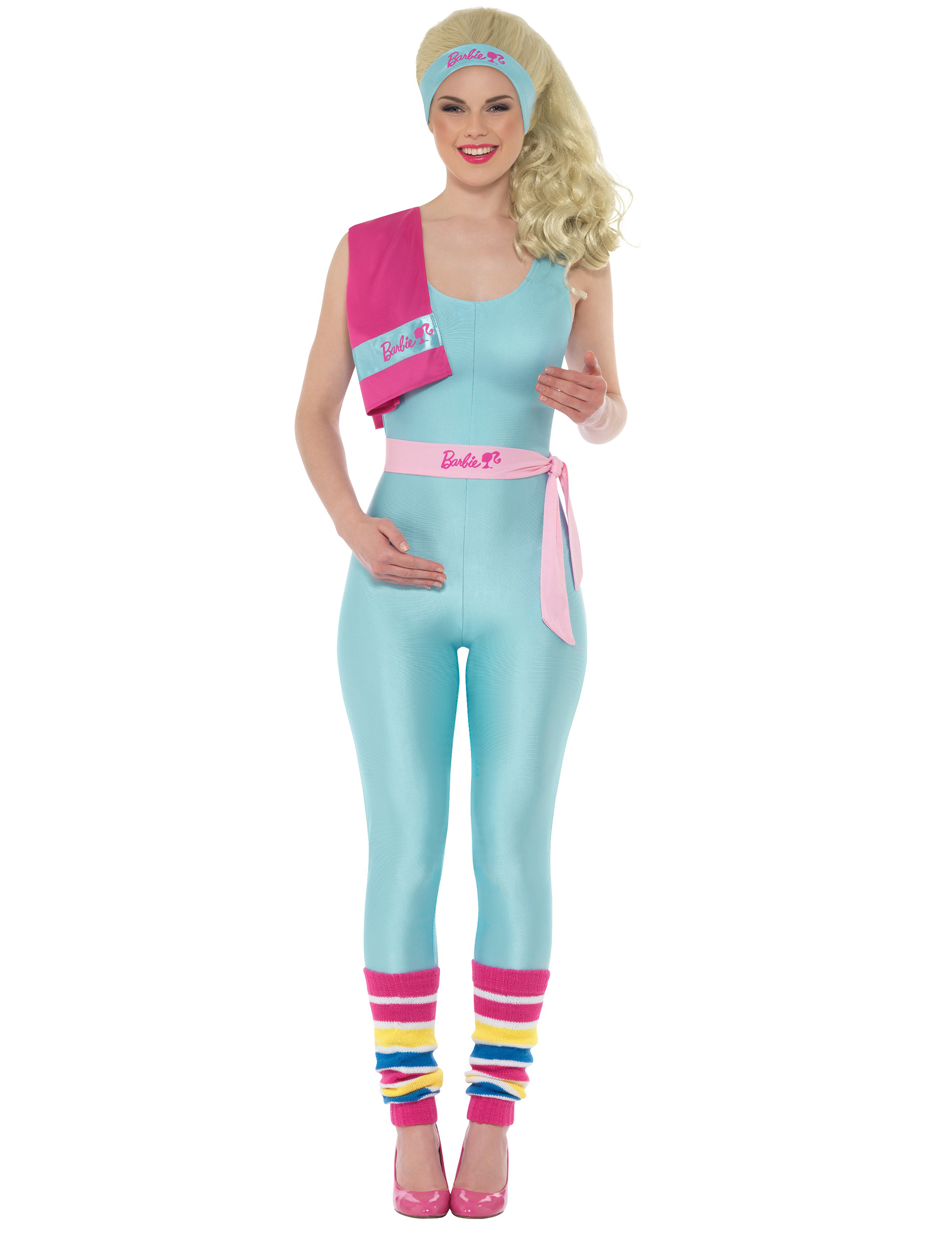 Déguisement combinaison gym bleue Barbie femme