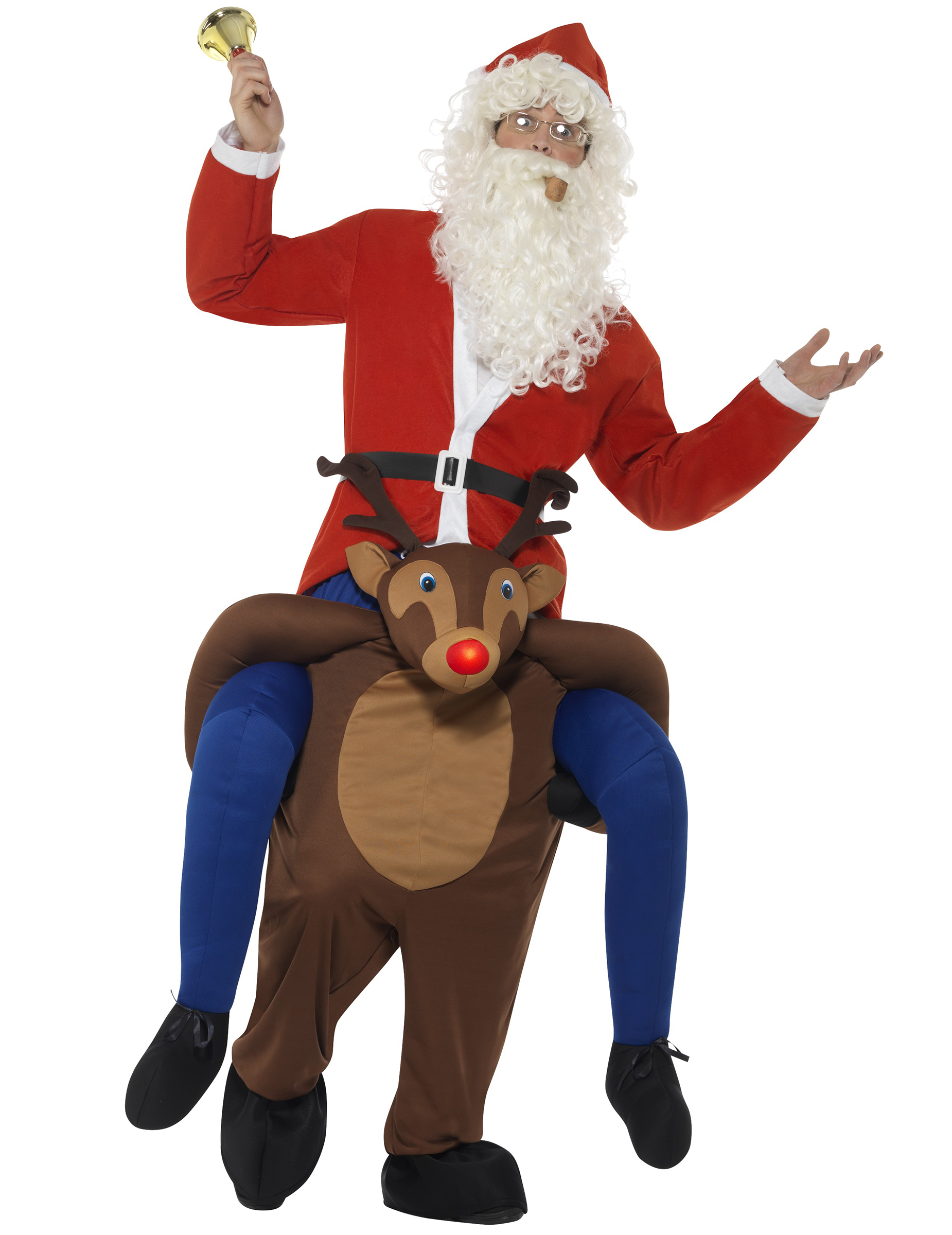Déguisement Père Noël à dos de renne adulte