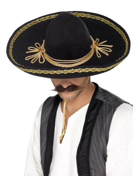 Sombrero noir et or luxe adulte