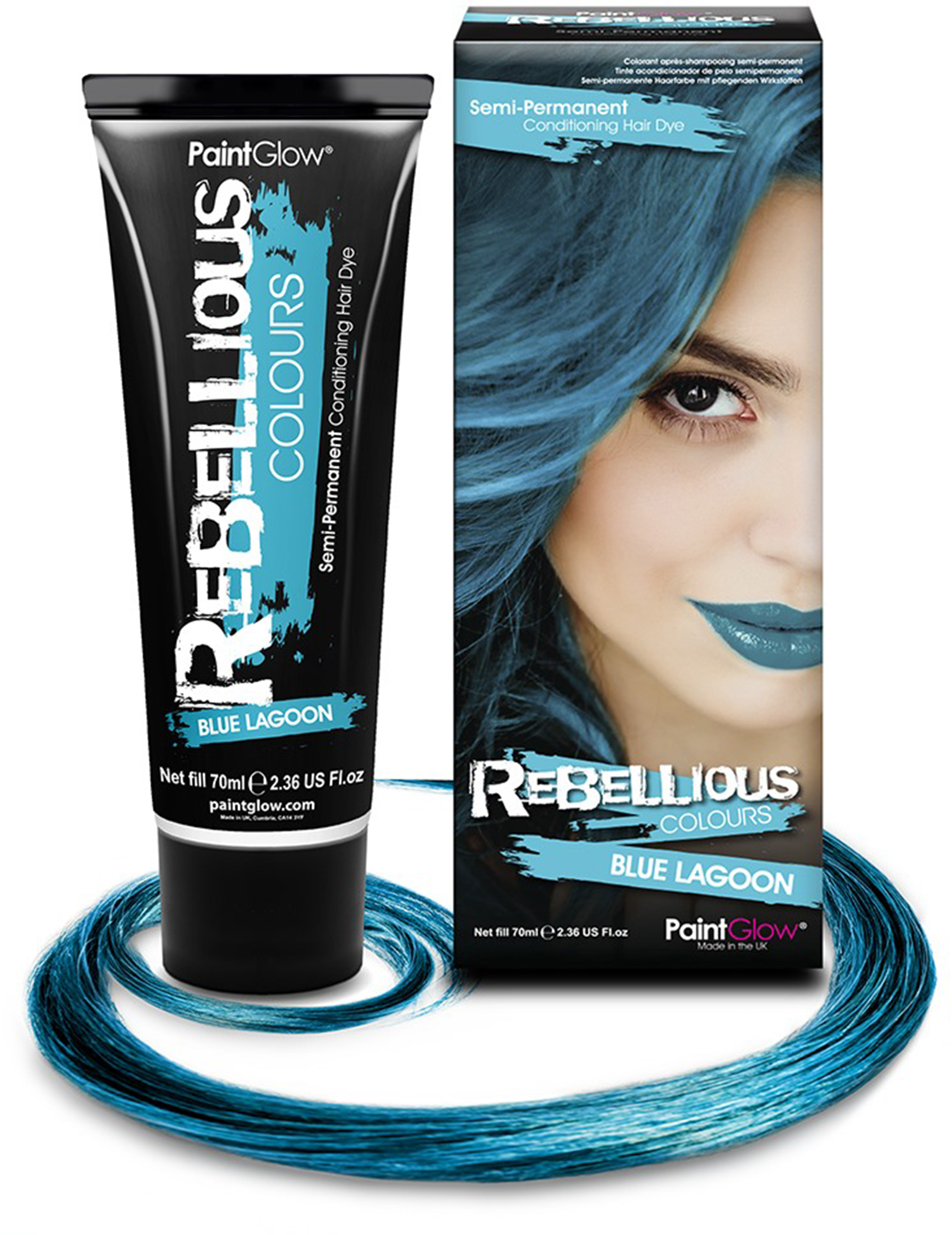 Teinture semi permanente pour cheveux bleue lagon 70 ml
