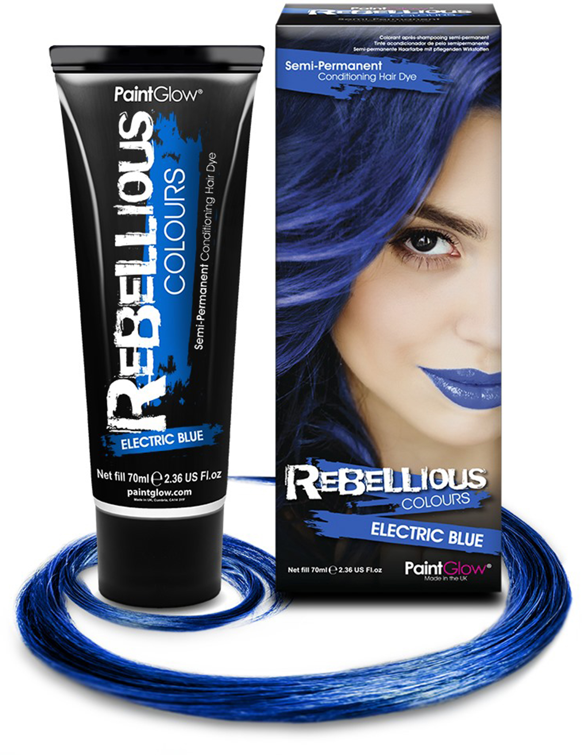 Teinture semi permanente pour cheveux bleue électrique 70 ml