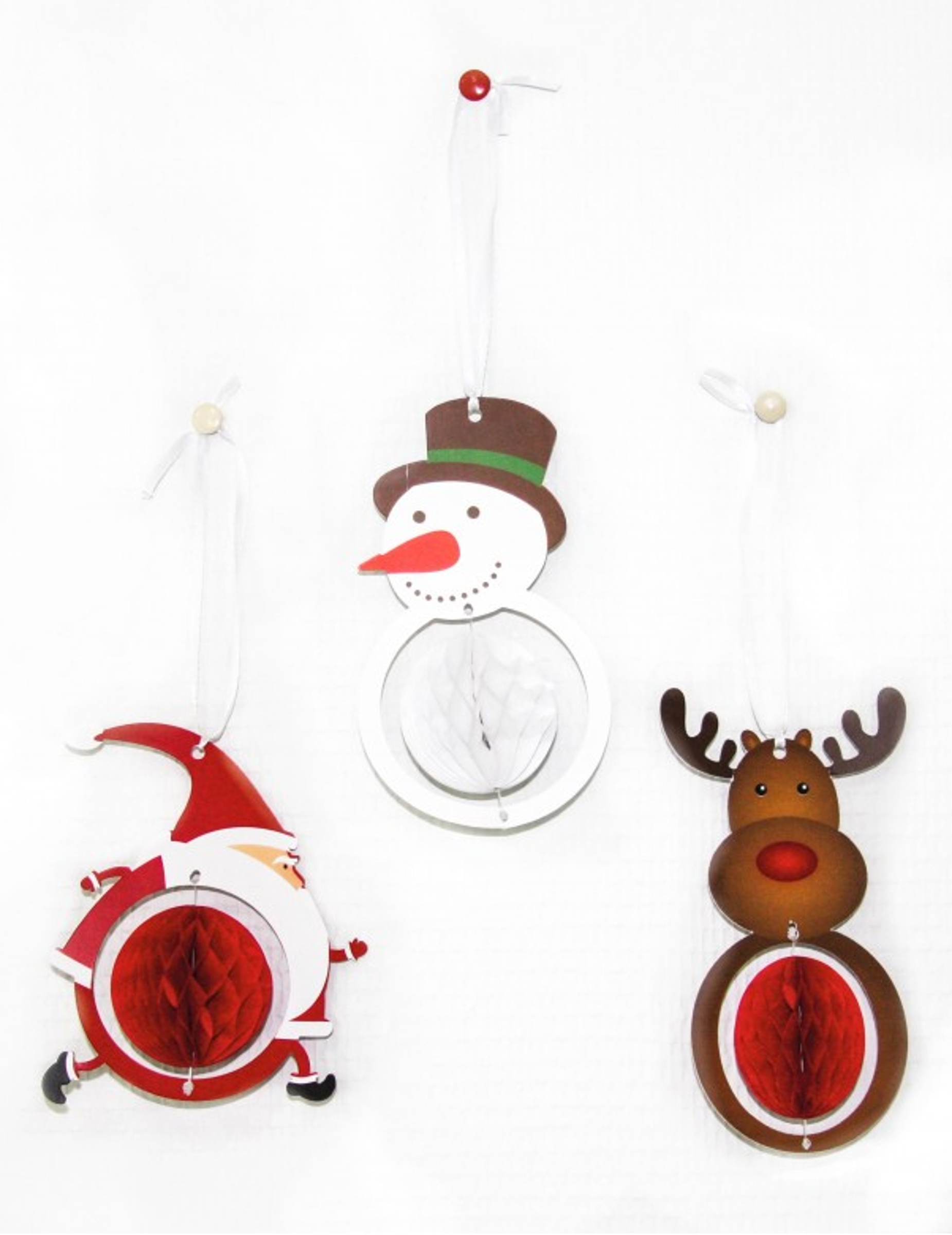 3 Décorations alvéolées 12 cm Noël