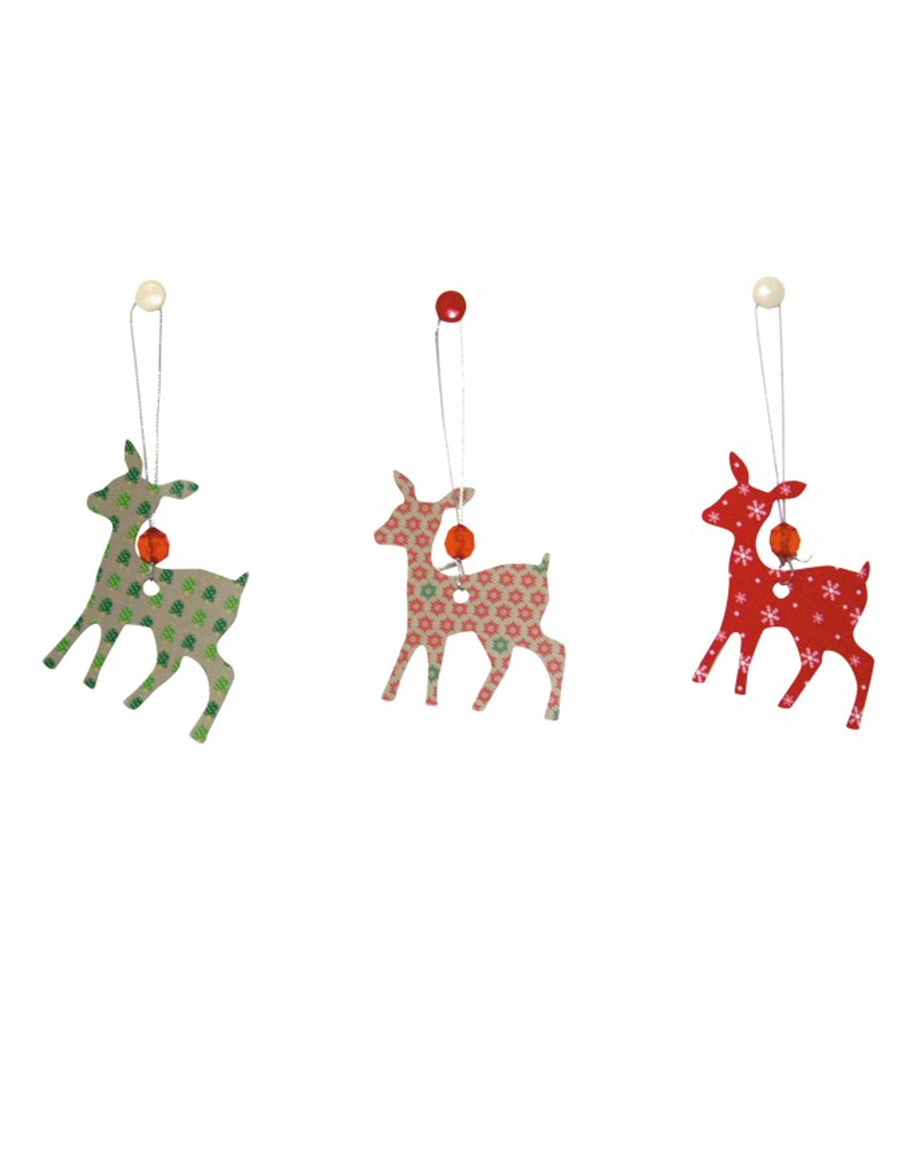 6 Décorations cerfs 7,5 cm Noël