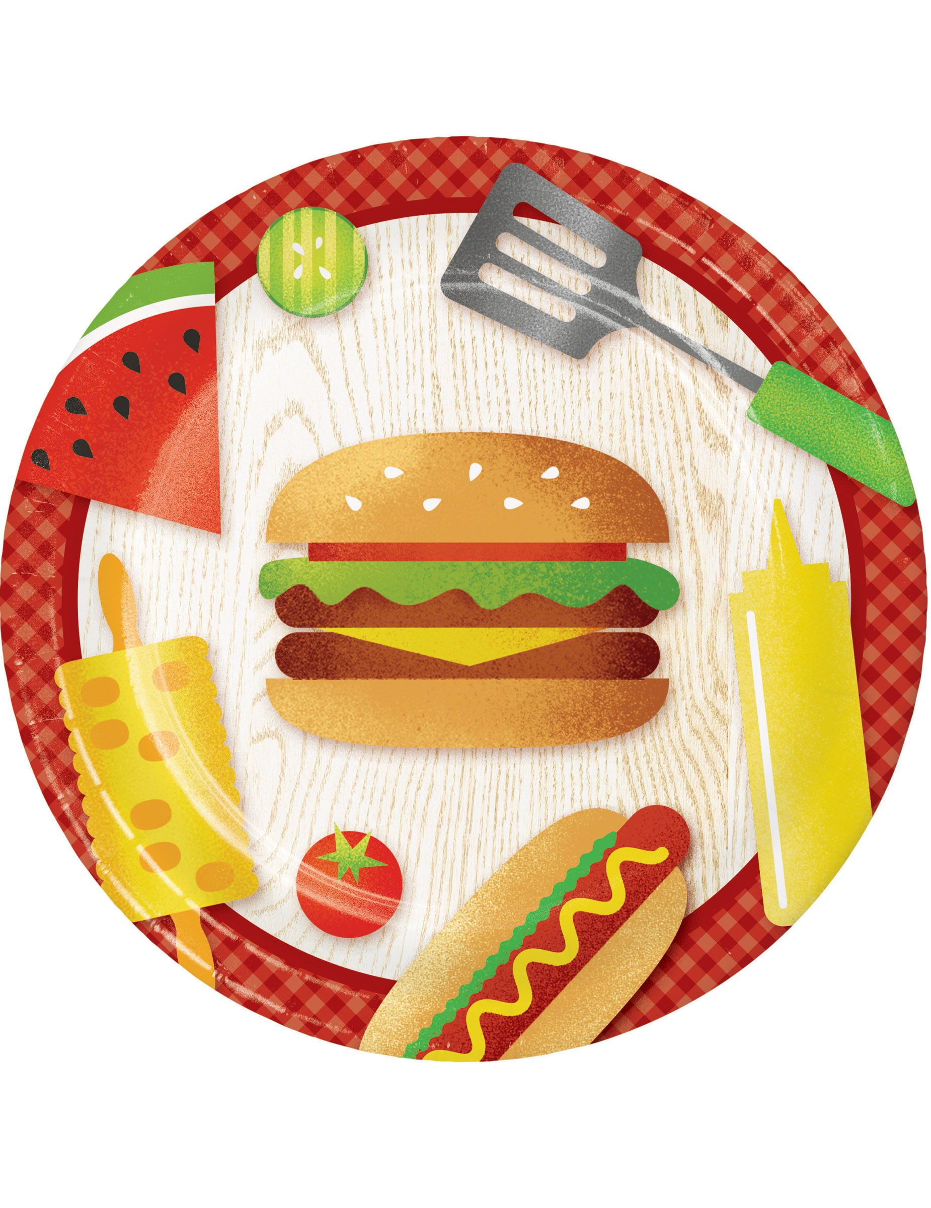 8 Petites assiettes en carton BBQ 18 cm